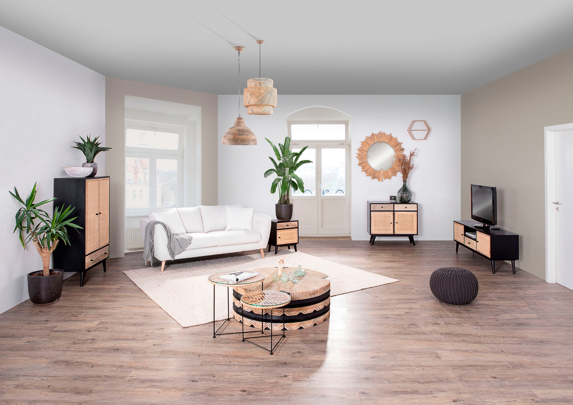 Gutmann Factory Kommode »Linus«, mit Rattangeflecht
