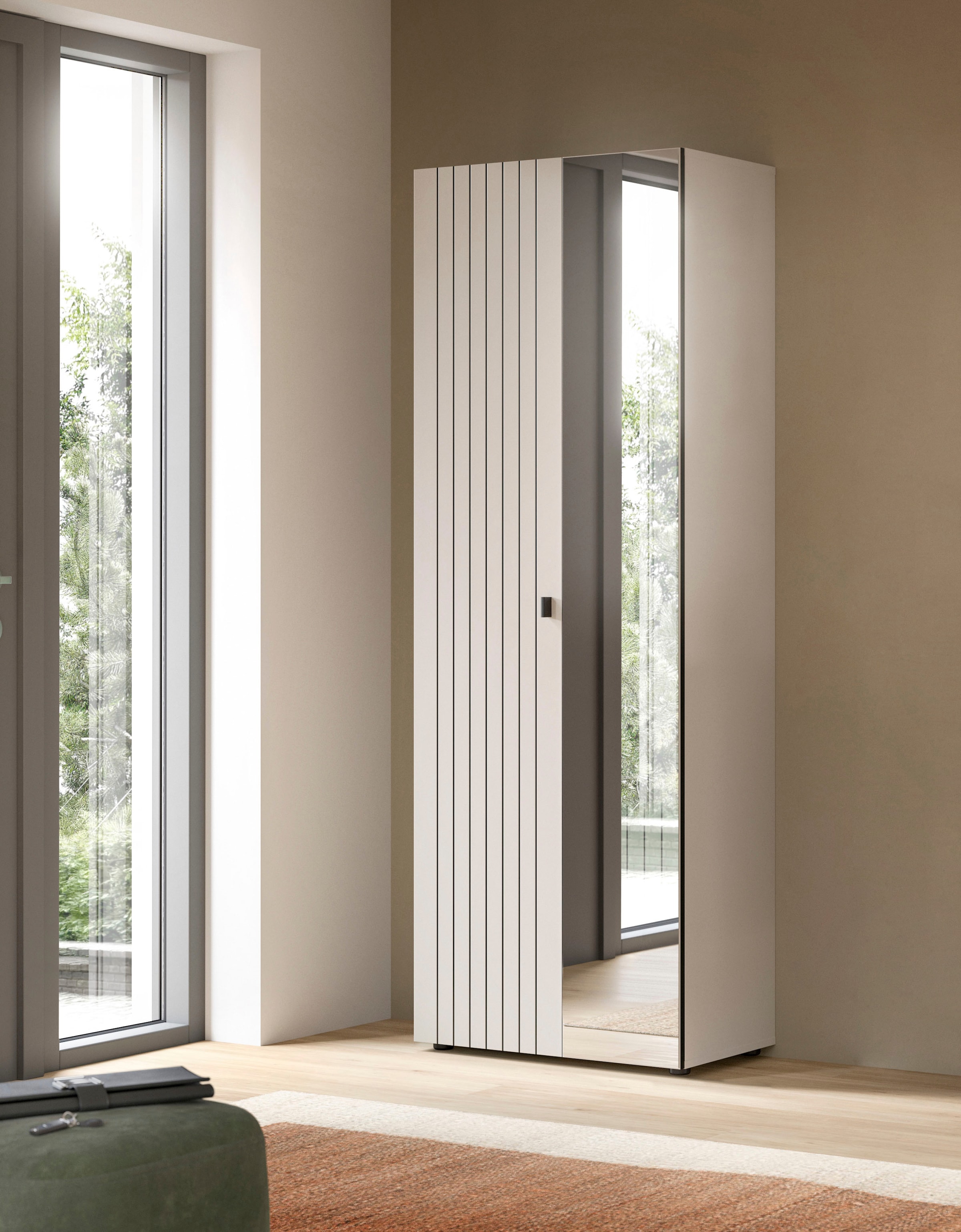 INOSIGN Garderobenschrank »TATIO, Höhe 192 cm, Rillenoptik, Spiegeltür« 1 Stk. tlg. Garderobenschrank, Flurschrank, Dielenschrank