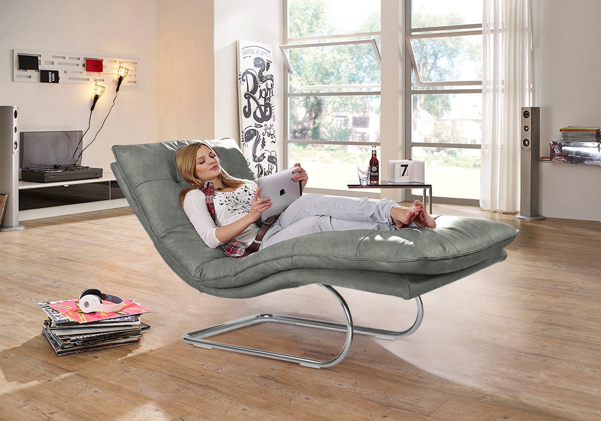 W.SCHILLIG Relaxliege »daily dreams« in Waffelkissen-Optik, wahlweise mit Motor, Freischwingergestell