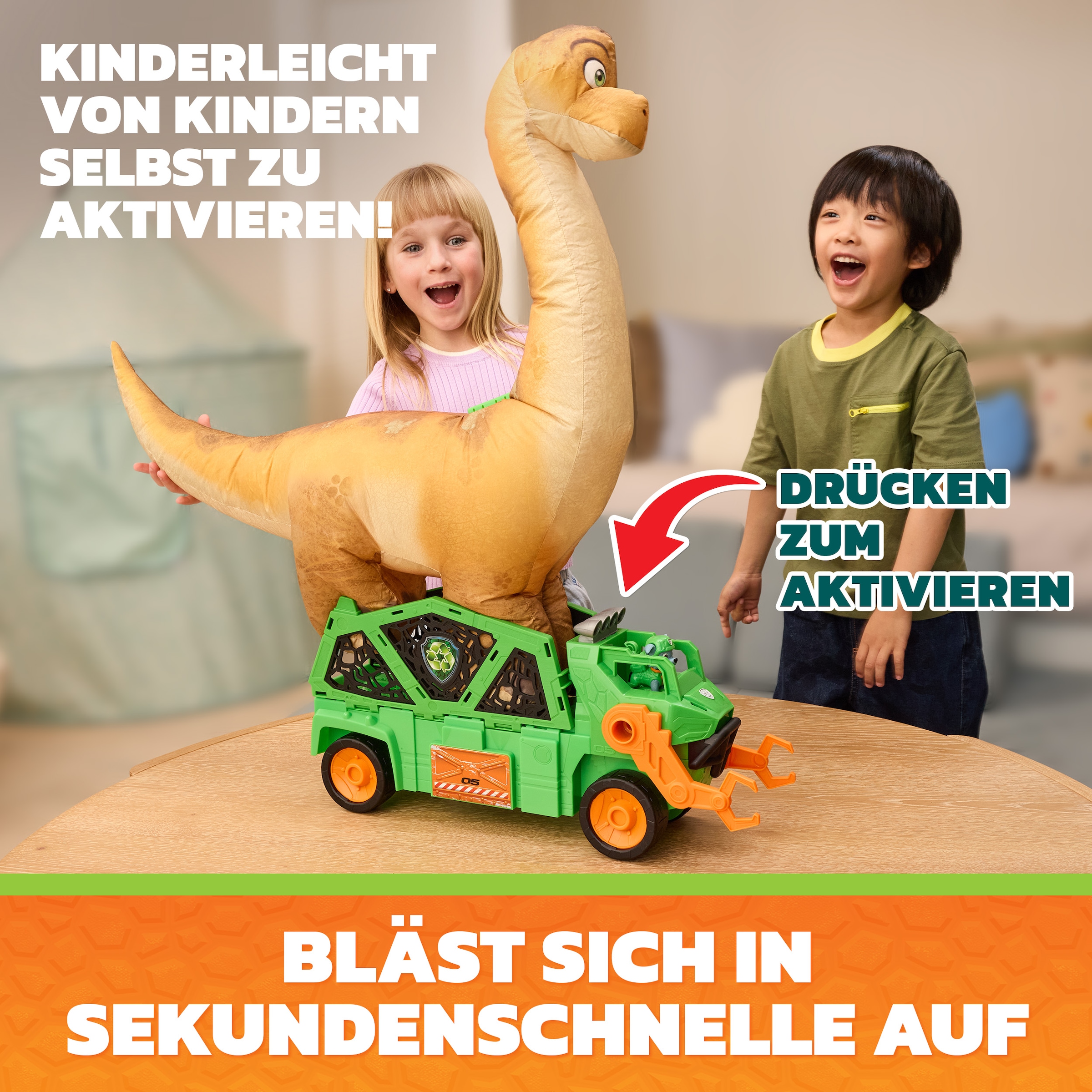Spin Master Spielzeug-Auto »PAW Patrol: Der Dino Film, Rockys Megasaurus Transport-Fahrzeug« mit Lichteffekt
