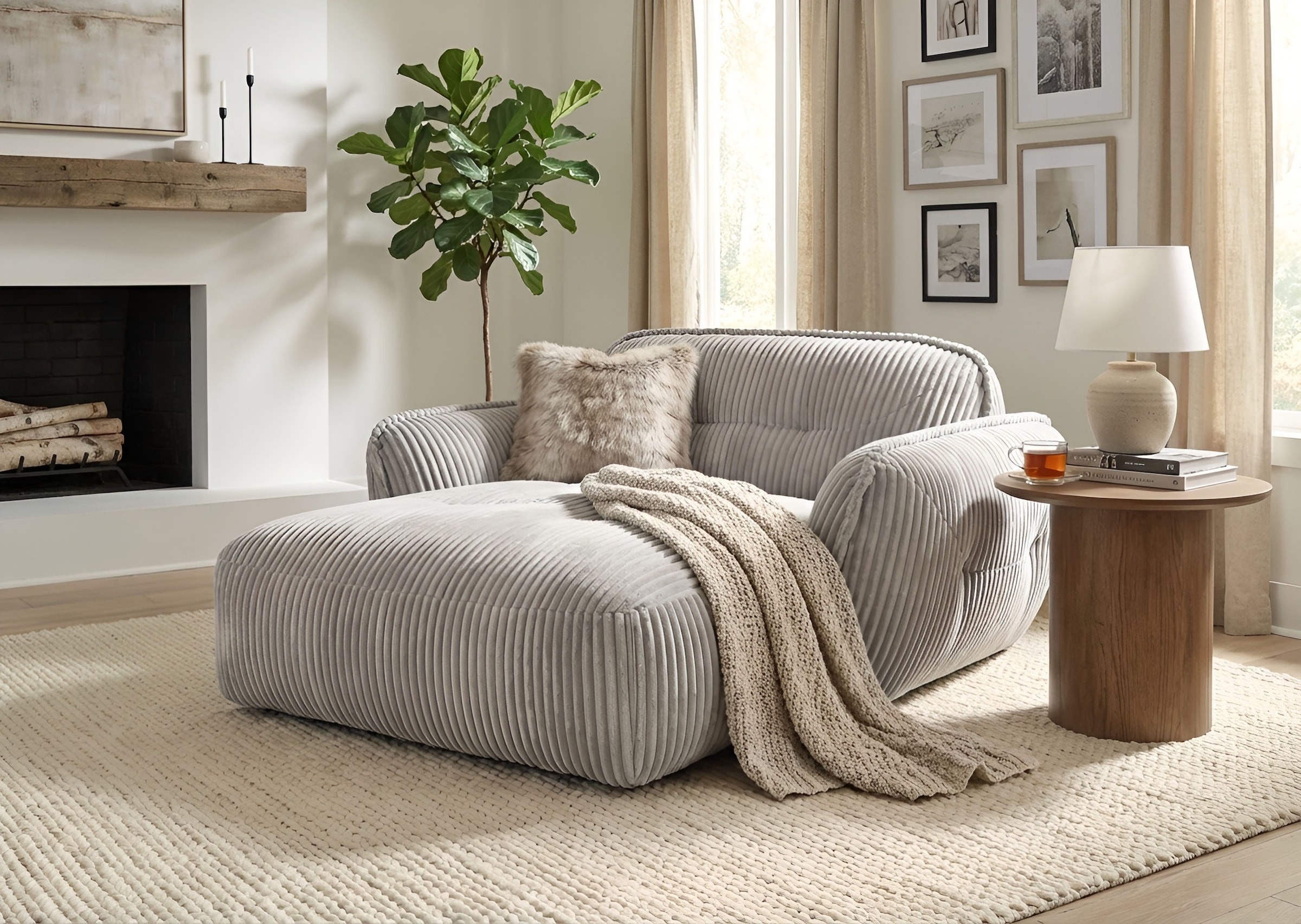 TRENDMANUFAKTUR Chaiselongue »Be Fluffy, mit Rundumbezug, Loveseat mit moderner breiter Kedernaht« mit softem Sitzkomfort, in hochwertigem Breitcord mit weicher Haptik