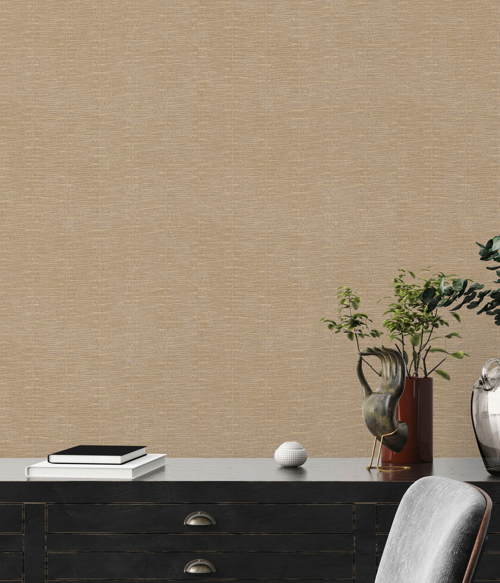 A.S. Création Vliestapete »Hygge«, Flechtoptik-glänzend-Strukturmuster, Metallic Tapete Struktur Tapeten Wohnzimmer Schlafzimmer Küche Design