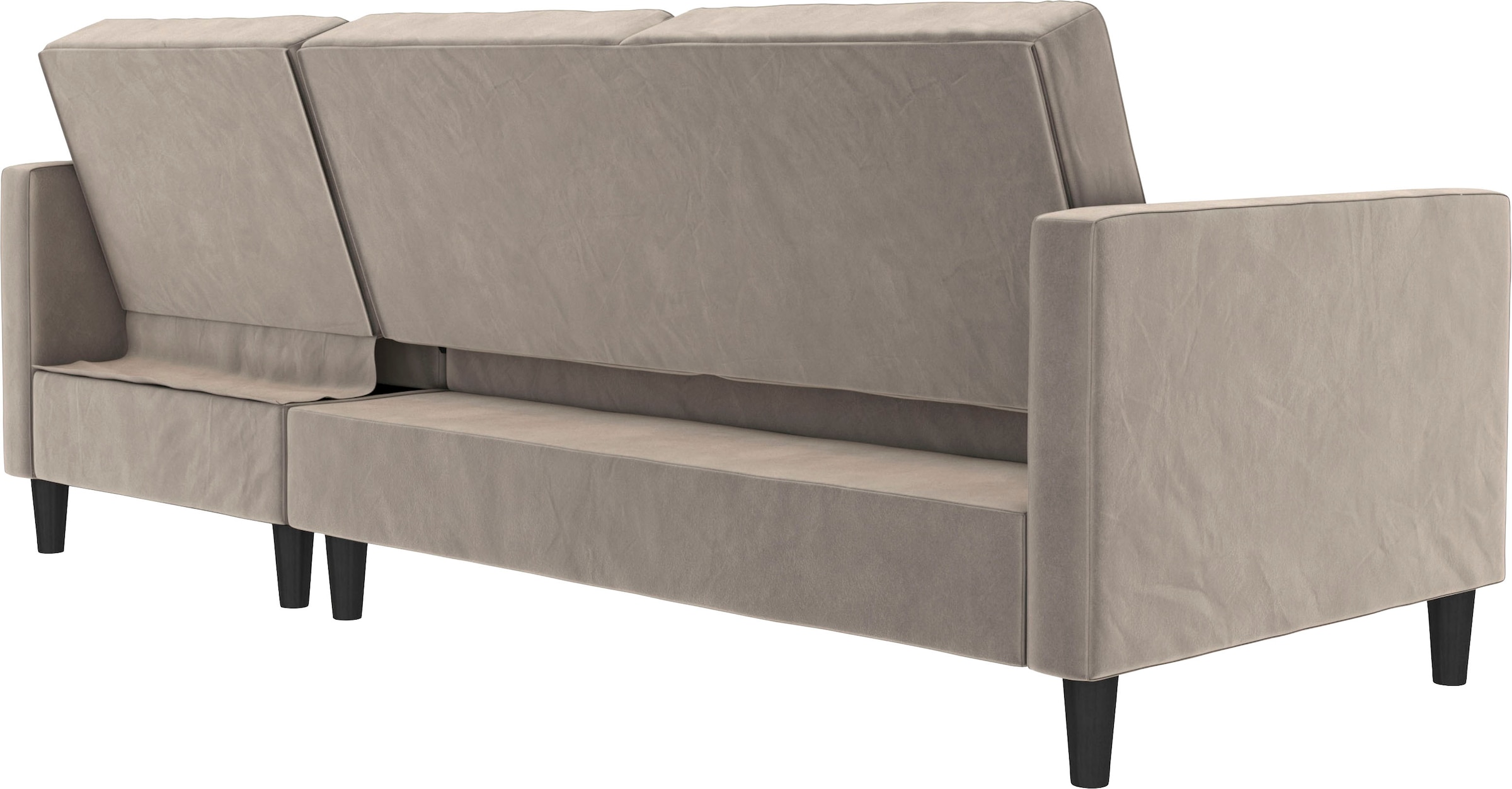 Dorel Home Ecksofa »Presley, L-Form,«, Ecksofa mit Bett-Funktion und Stauraum, verstellbare Rückenlehne