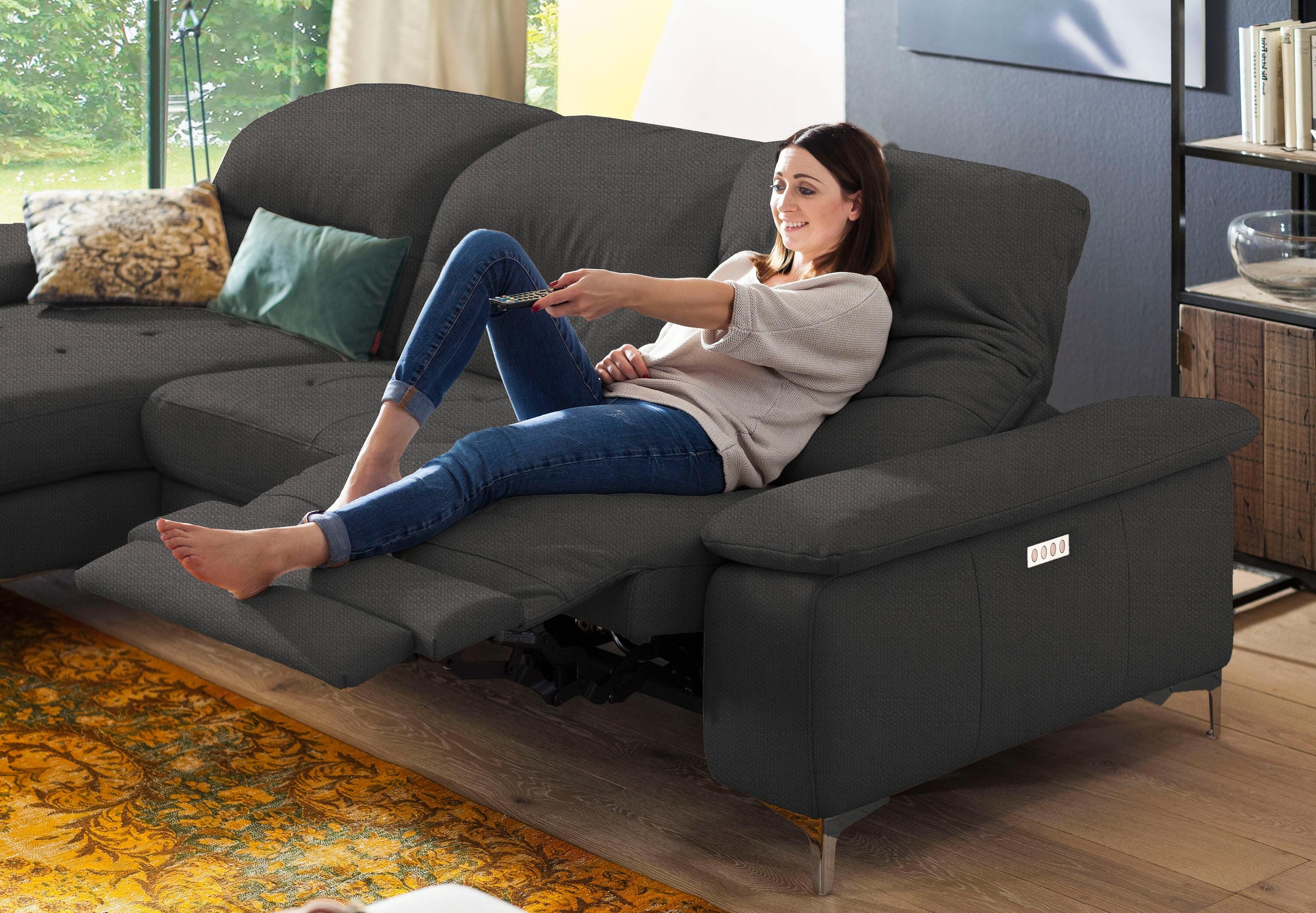 Home affaire Ecksofa »Basel L-Form« mit vollmotorischer Relaxfunktion und m günstig online kaufen