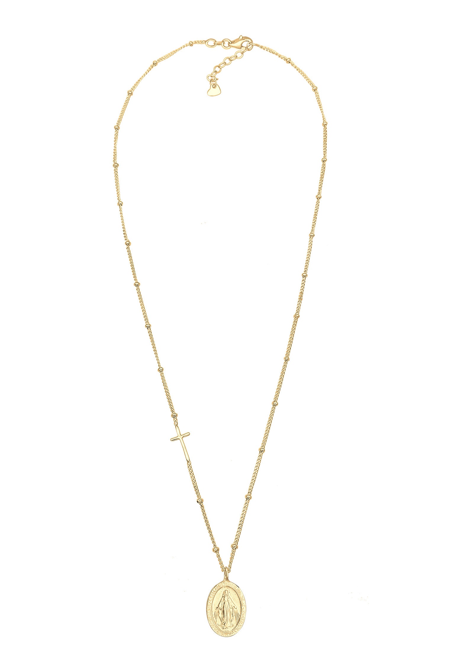 Elli Kette mit Anhänger »Kugelkette Kreuz Marienbild 925 Sterling Silber«