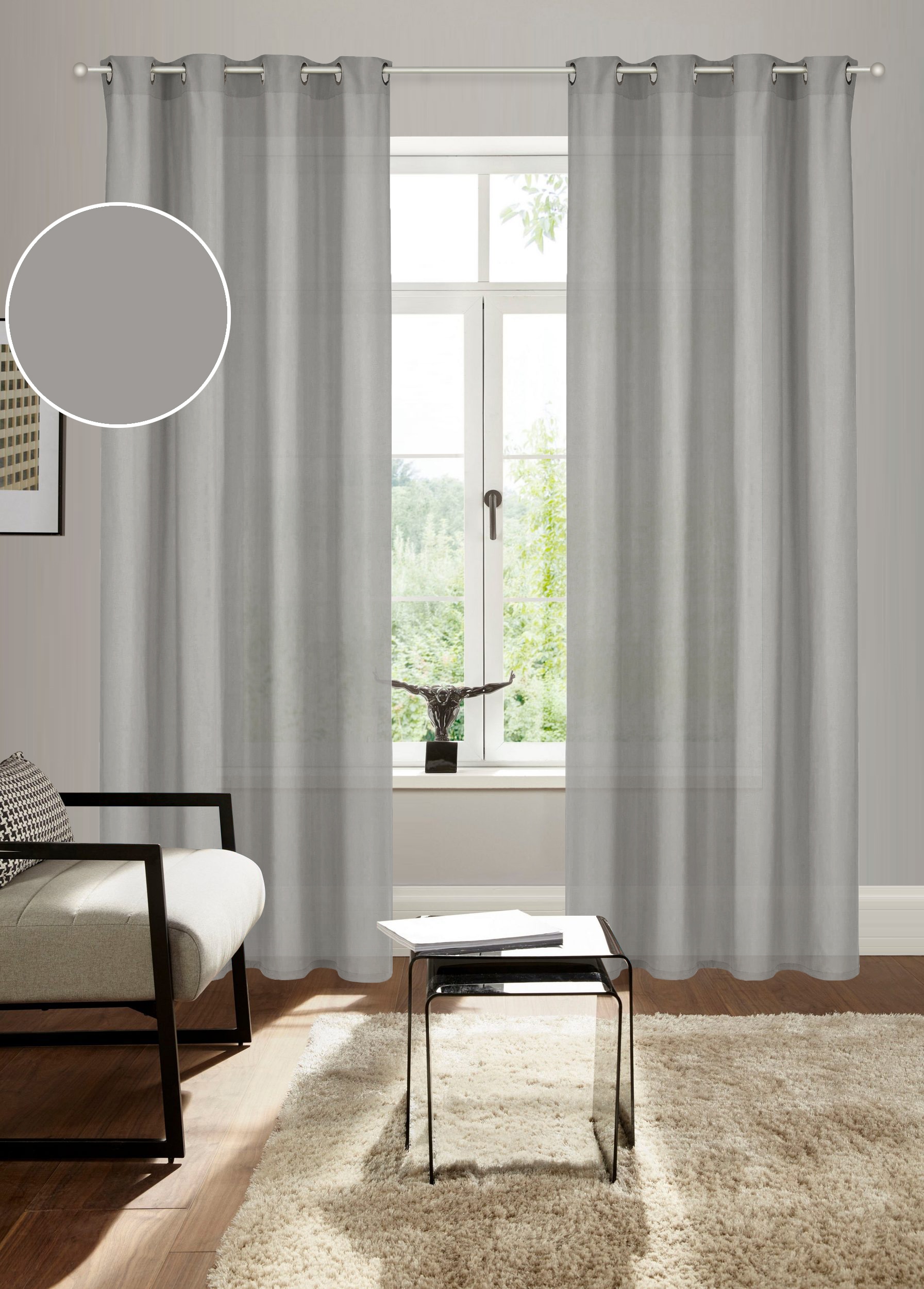 Bruno Banani Vorhang »Lagan« Ösen 2 Stk. tlg. 2-er Set, gewebt, Microfaser, günstig online kaufen