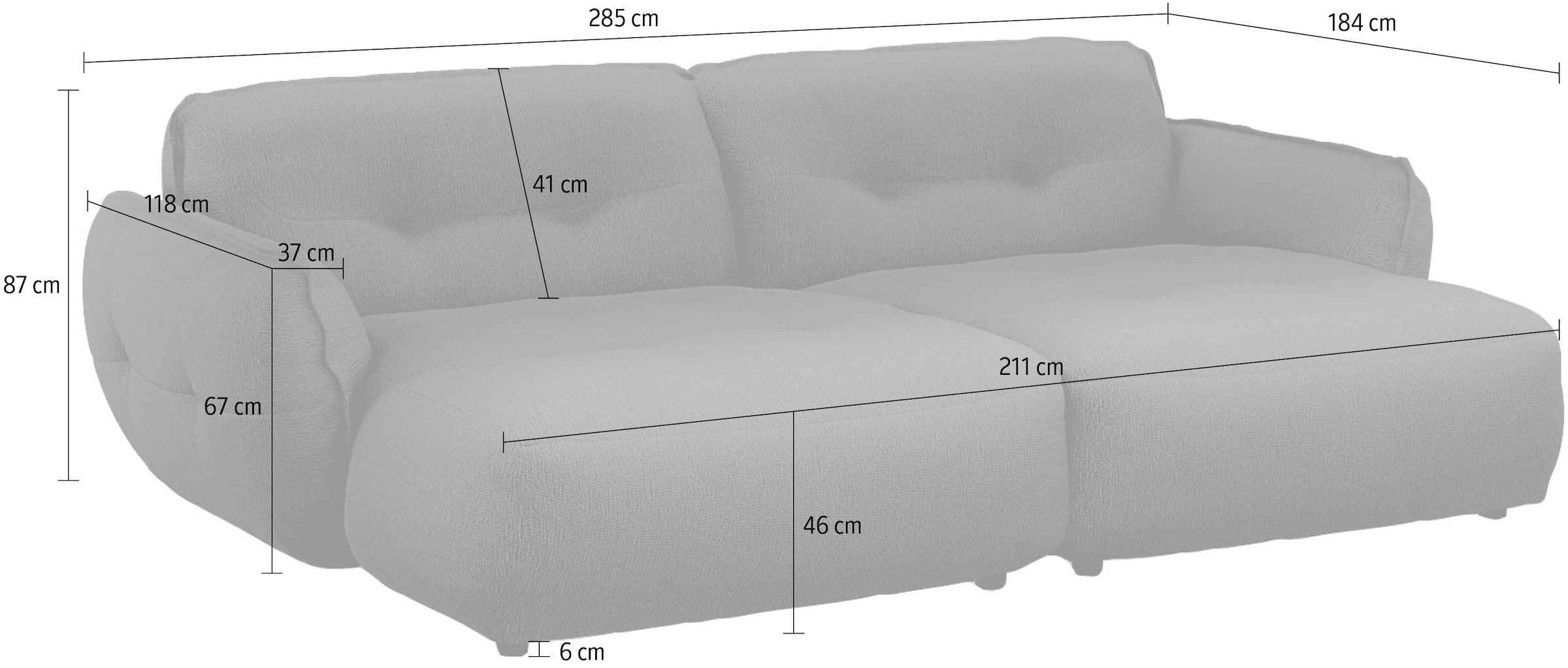 BETYPE Big-Sofa »Be Fluffy«, Softes Sitzgefühl, moderne Kedernaht, hochwertiger Bezug