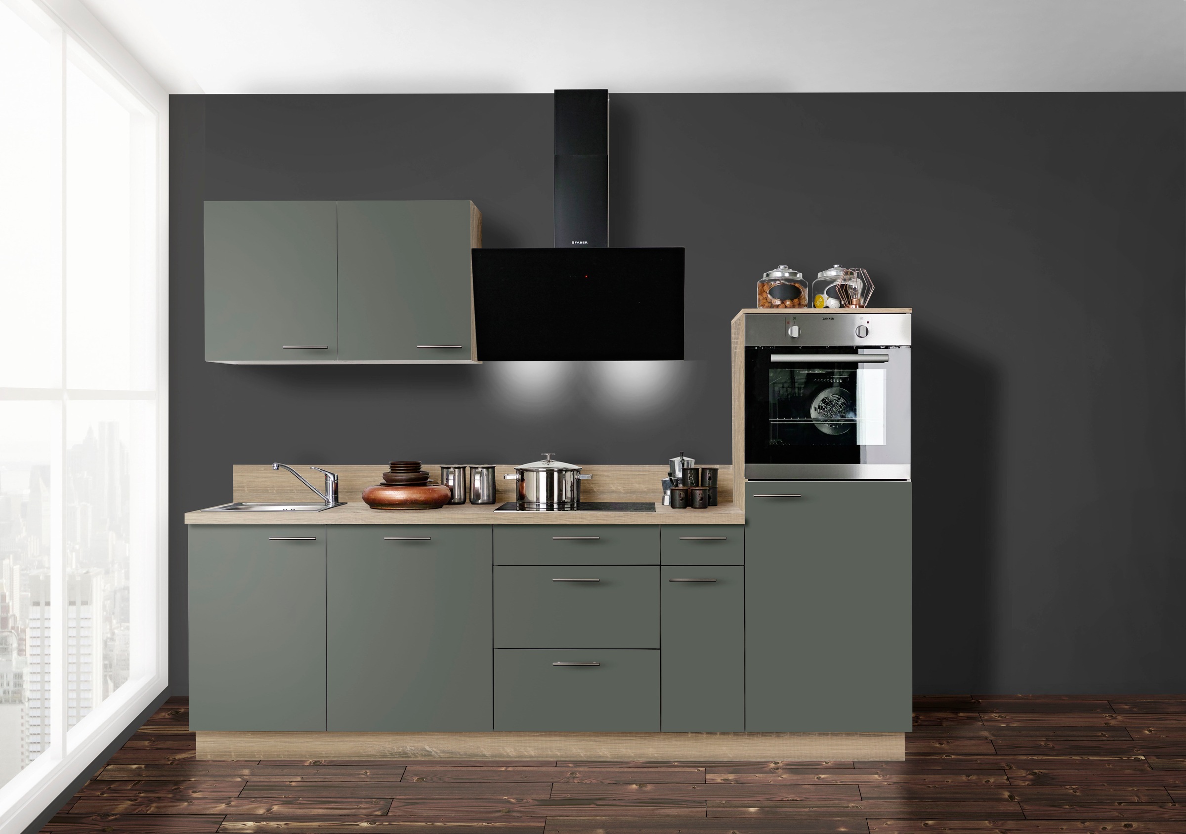 KOCHSTATION Küchenzeile »KS-Scafa, vormontiert, mit höhenverstellbaren Füße günstig online kaufen