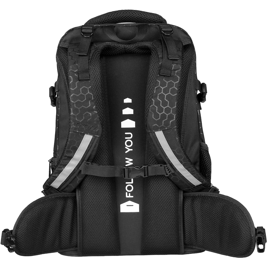 neoxx Schulrucksack »Active, Lost in black«, reflektierende Details