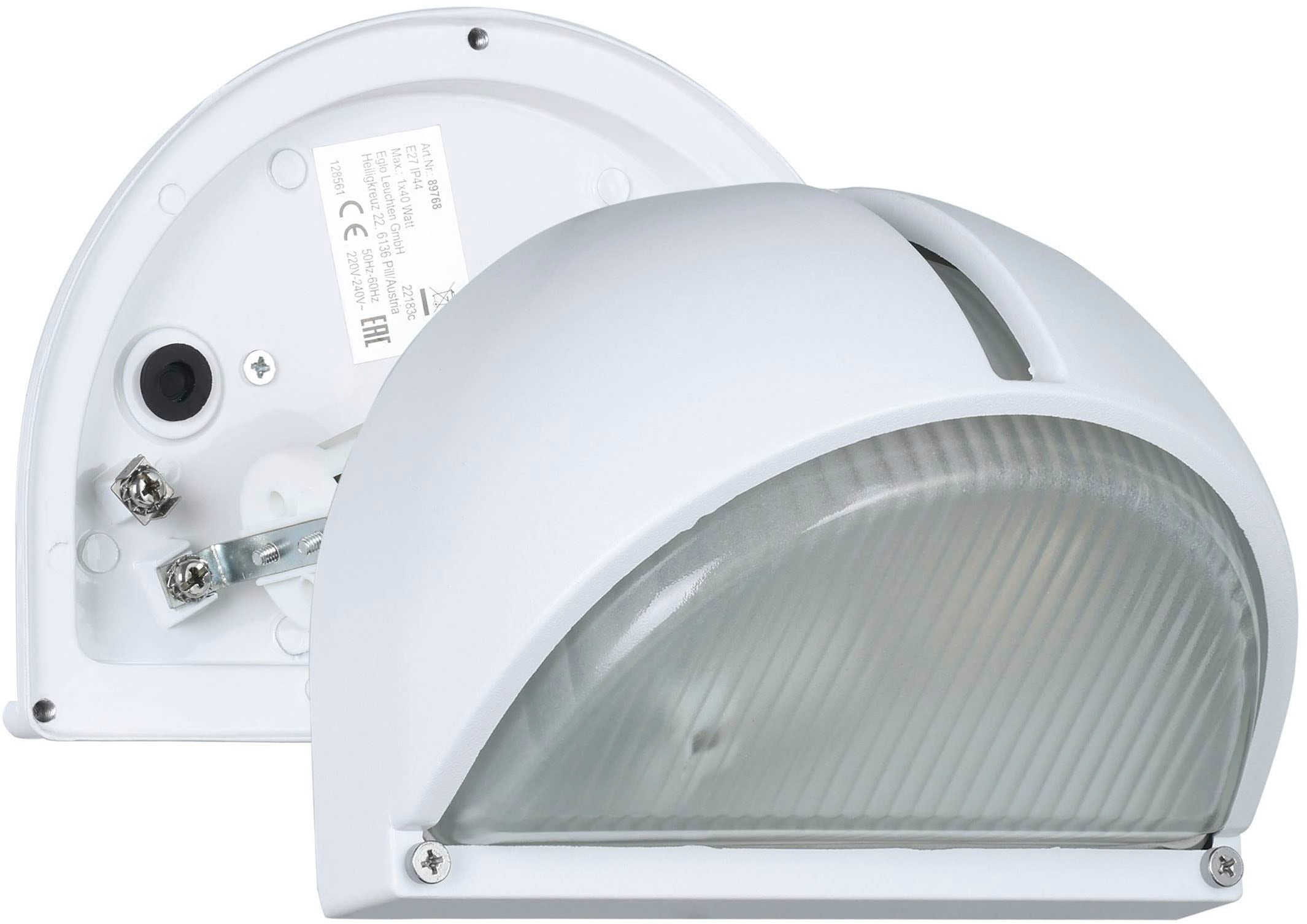 EGLO Wandleuchte »Onja Außen-Wandlampe, Außenleuchte aus Aluguss und Glas, E27, IP44« E27 1 Stk. Wand-/Deckenleuchte - L22 x H15,5 x AL12,5 cm - weiß - 1X40W exkl.