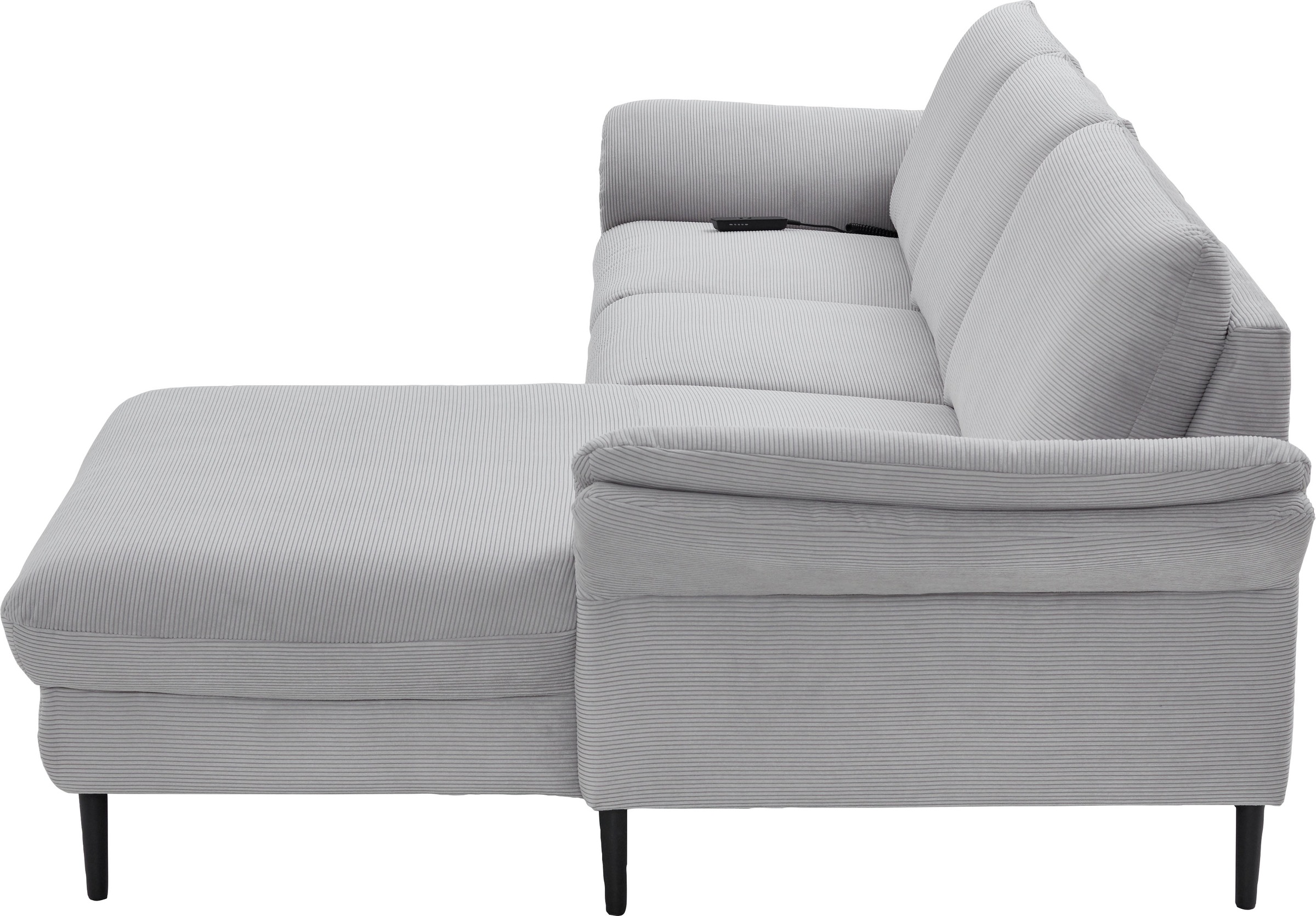 Places of Style Ecksofa »Sarsina: mit Tonnentaschen-Federkern, perfekt zum Entspannen L-Form«, inklusive 1 motorischen Relaxfunktion mit Herz-Waage-Beschlag