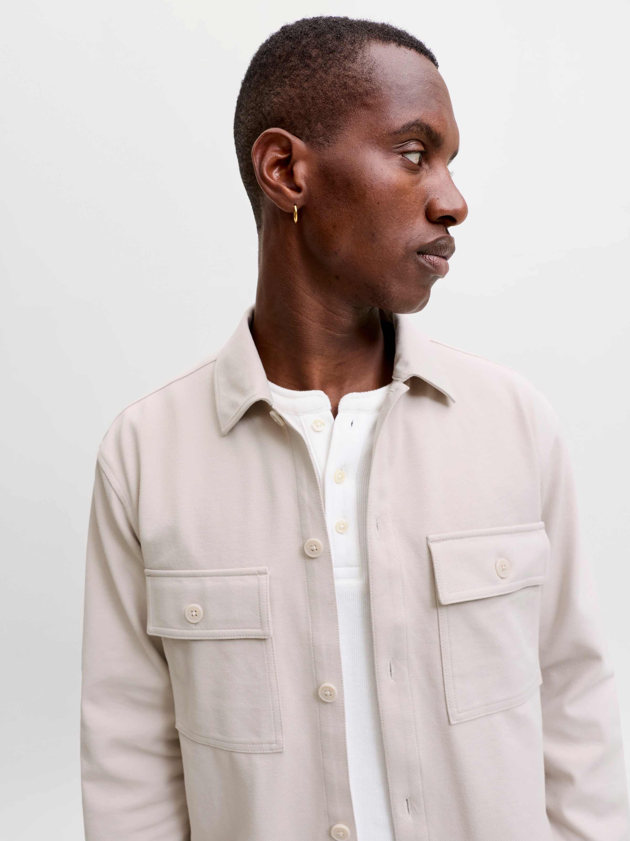 Jack & Jones Langarmhemd »JJWILLIAM SWEAT OVERSHIRT LS NOOS« Materialmix, Sweatmaterial, locker geschnitten