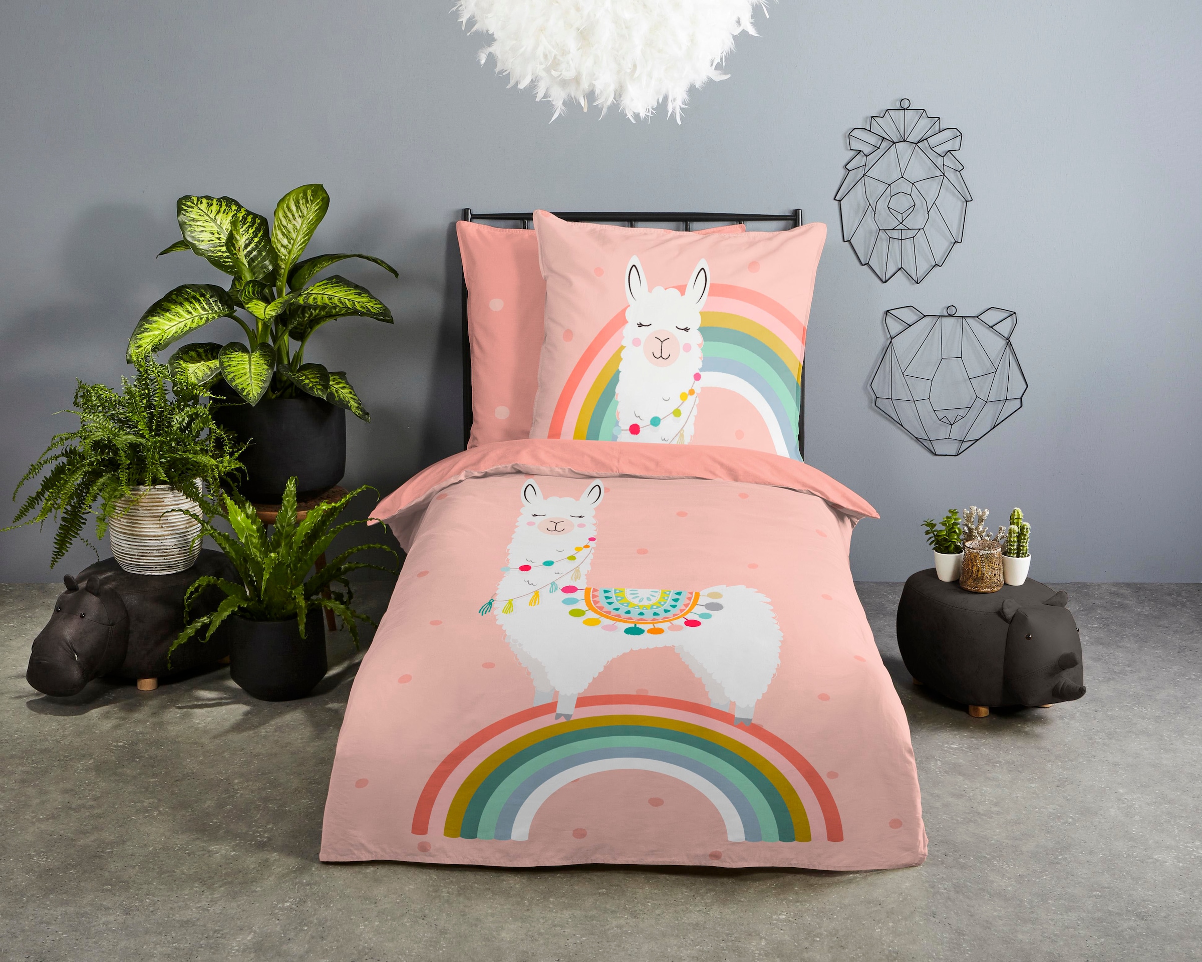 good morning Kinderbettwäsche »Llamaa«, Baumwolle, 135x200, Reißverschluss, günstig online kaufen