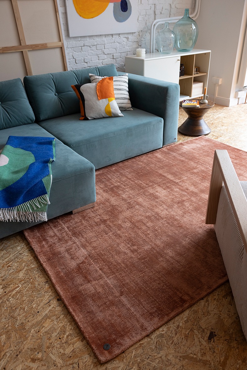 TOM TAILOR HOME Teppich »Shine uni«, rechteckig, 8 mm Höhe, Handweb Teppich, 100% Viskose, handgewebt, mit elegantem Schimmer