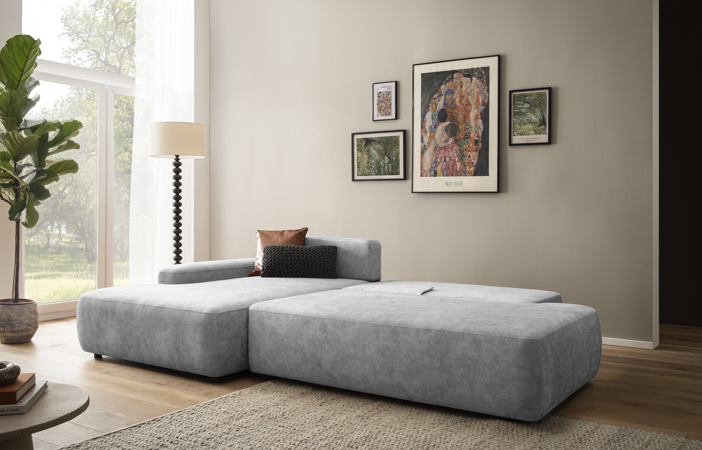 INOSIGN Ecksofa »TORGE, Schlafsofa Cord, Samtvelours u. Strukur fein, Couch in L-Form«, Schlaffunktion und Bettkasten, Liegefläche: 210x125 cm, neues Design