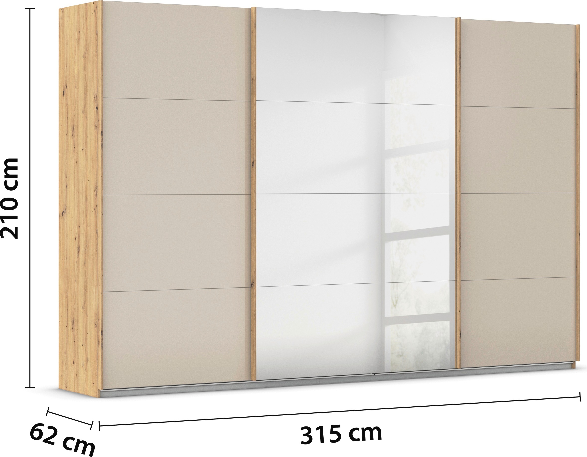 rauch Schwebetürenschrank »Kleiderschrank Kleiderschränke Schrank Garderobe AGORDO mit Glasfront«, durchdachte Innenausstattung, in 4 Breiten und 2 Höhen MADE IN GERMANY