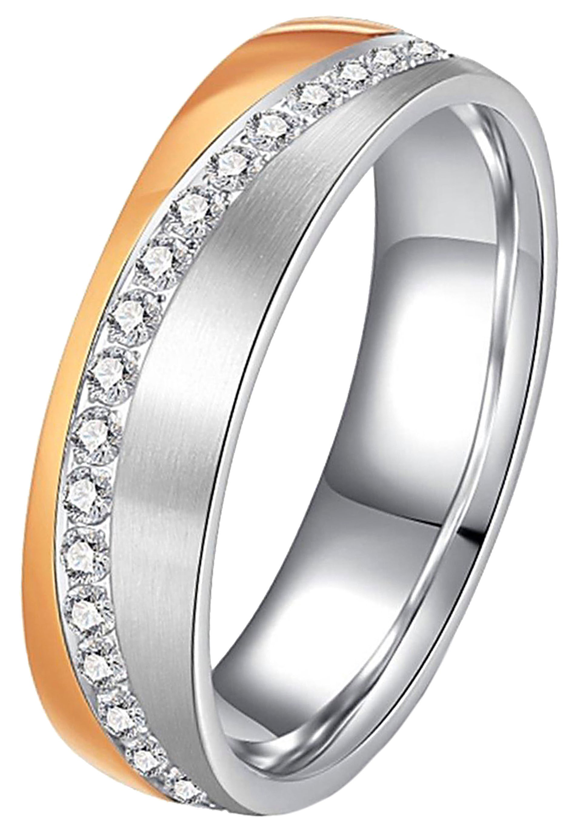 DOOSTI Trauring »Schmuck Geschenk Edelstahl Trauring Ehering Partnerring LIEBE«, wahlweise mit oder ohne Zirkonia