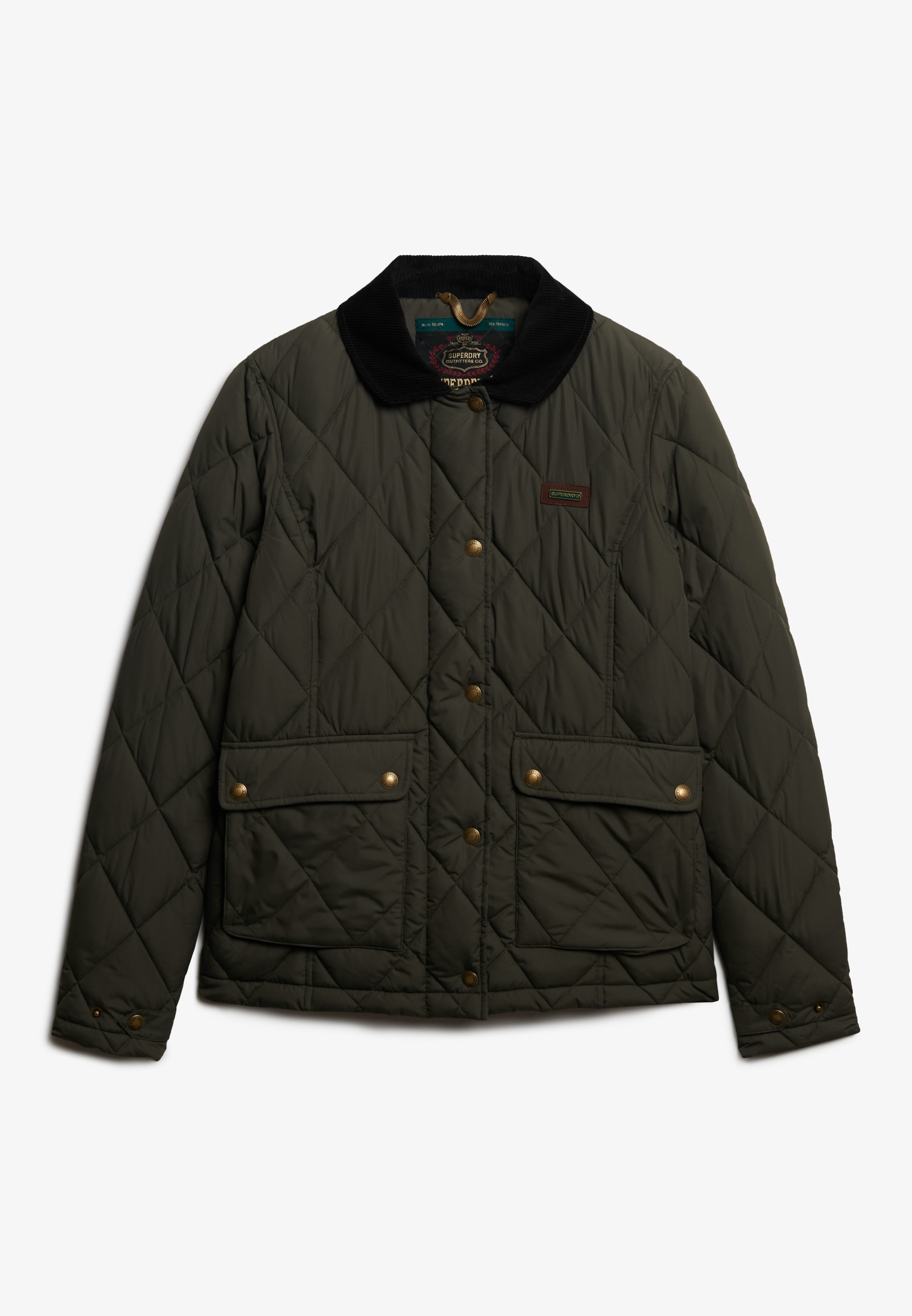 Superdry Steppjacke »CORD TRIMMED LINER JACKET« ohne Kapuze Slim Fit, mit Blusenkragen, aus Polyester