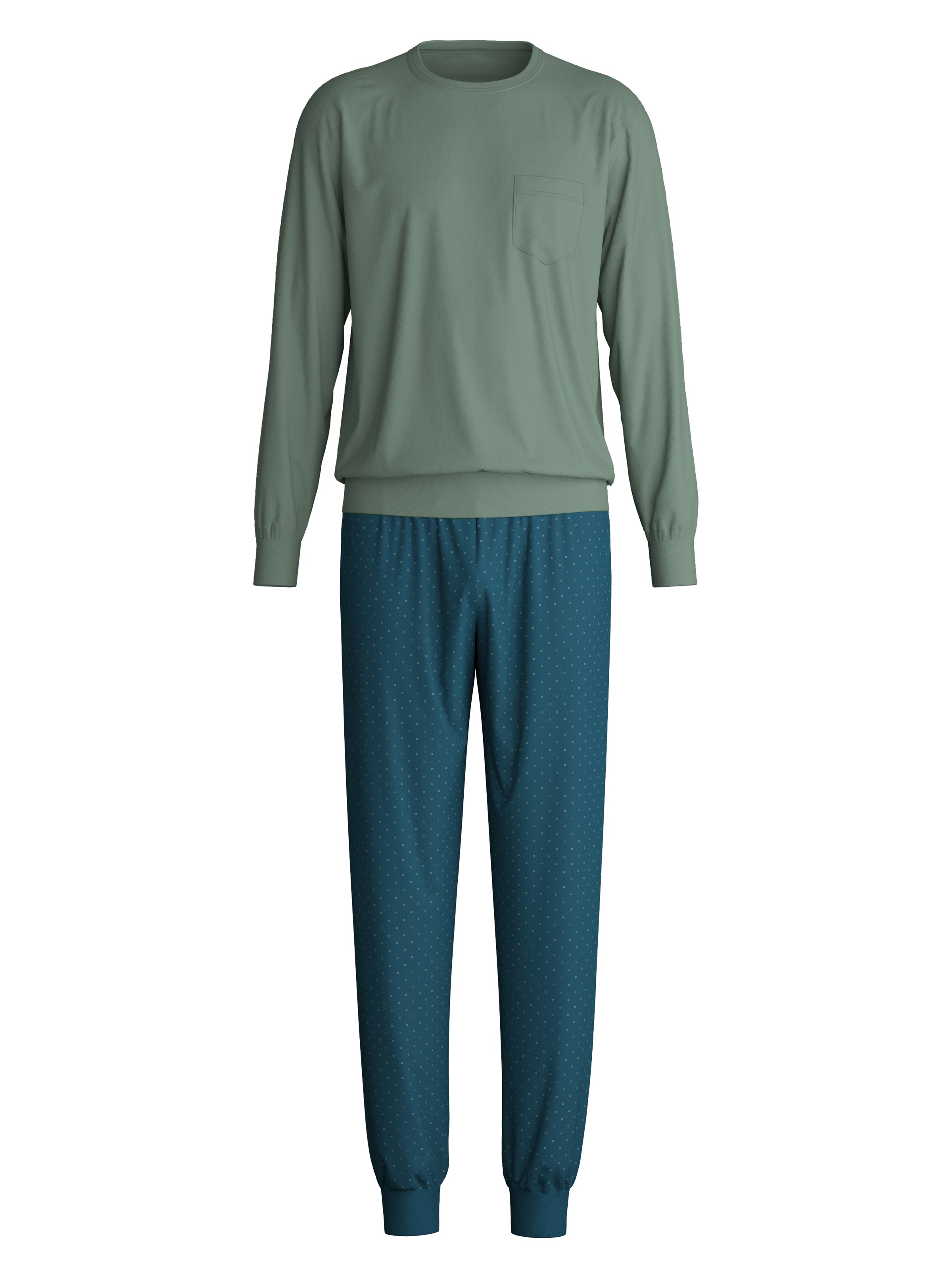 CALIDA Schlafanzug »Relax Imprint 2« 2 tlg. aus weicher Single-Jersey-Qualität, mit langem Arm, Rundhalsausschnitt