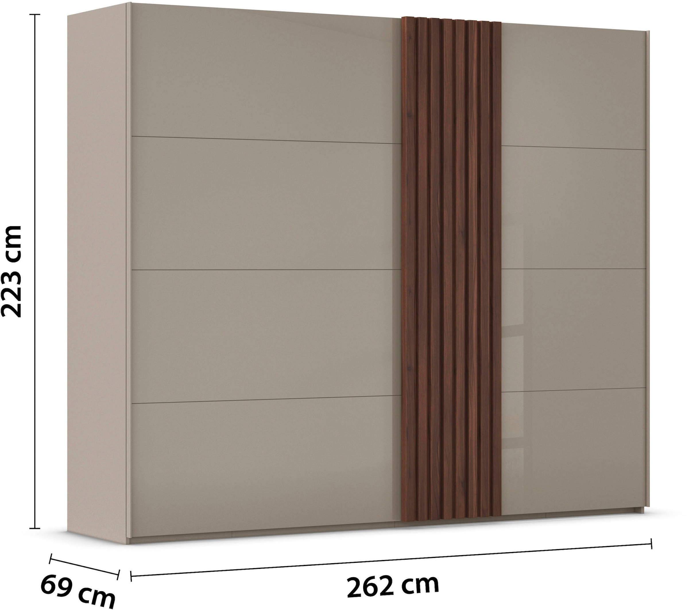 rauch Schwebetürenschrank »Kleiderschrank Schrank Garderobe Wäscheschrank TEGIO«, mit hochwertigen Holzdekoraufleistung und Glasfront MADE IN GERMANY