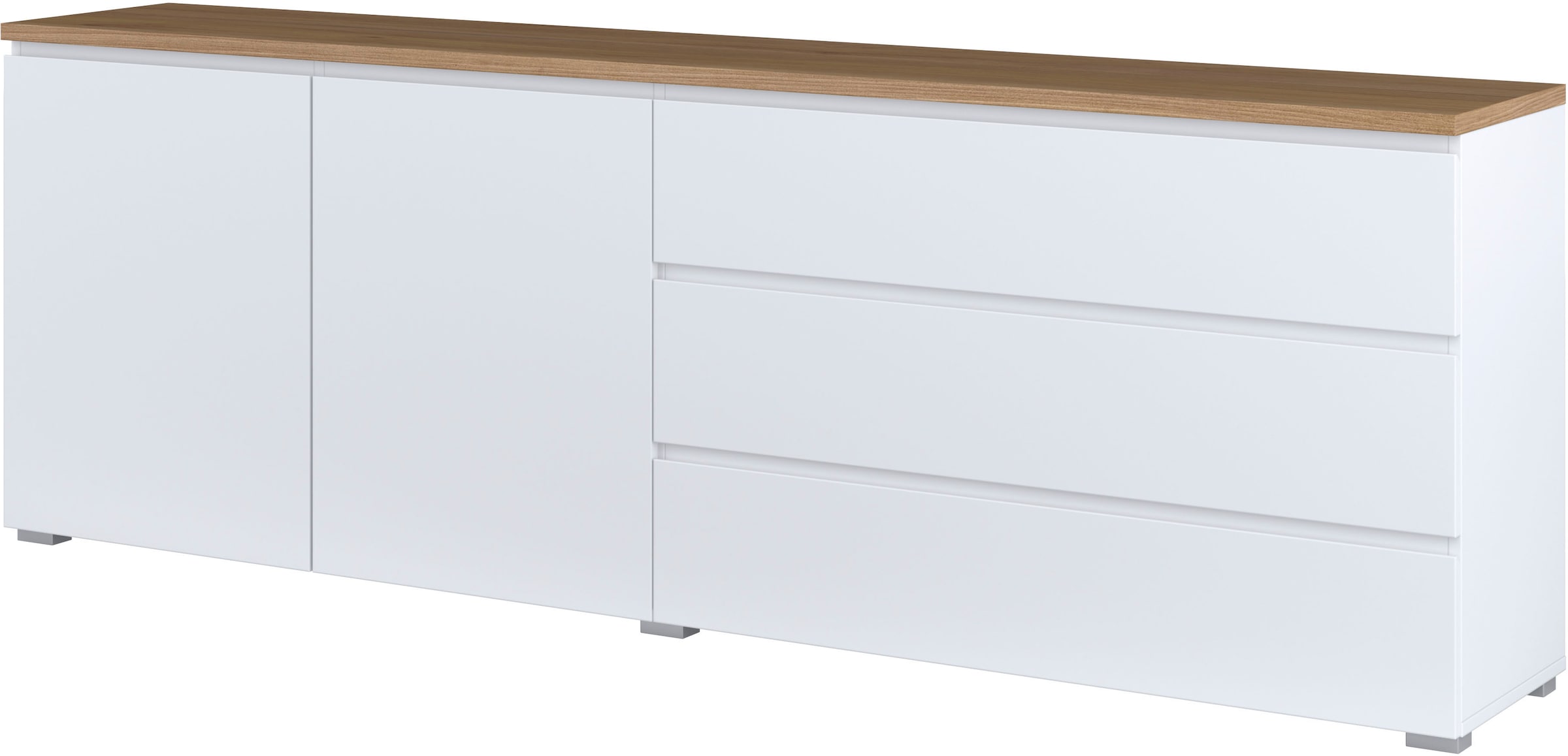 INOSIGN Sideboard »Modo, Breite 200 cm, moderne grifflose Kommode 2Türen/3 SK«, Schubladenkommode mit viel Stauraum, Einlegeböden verstellbar