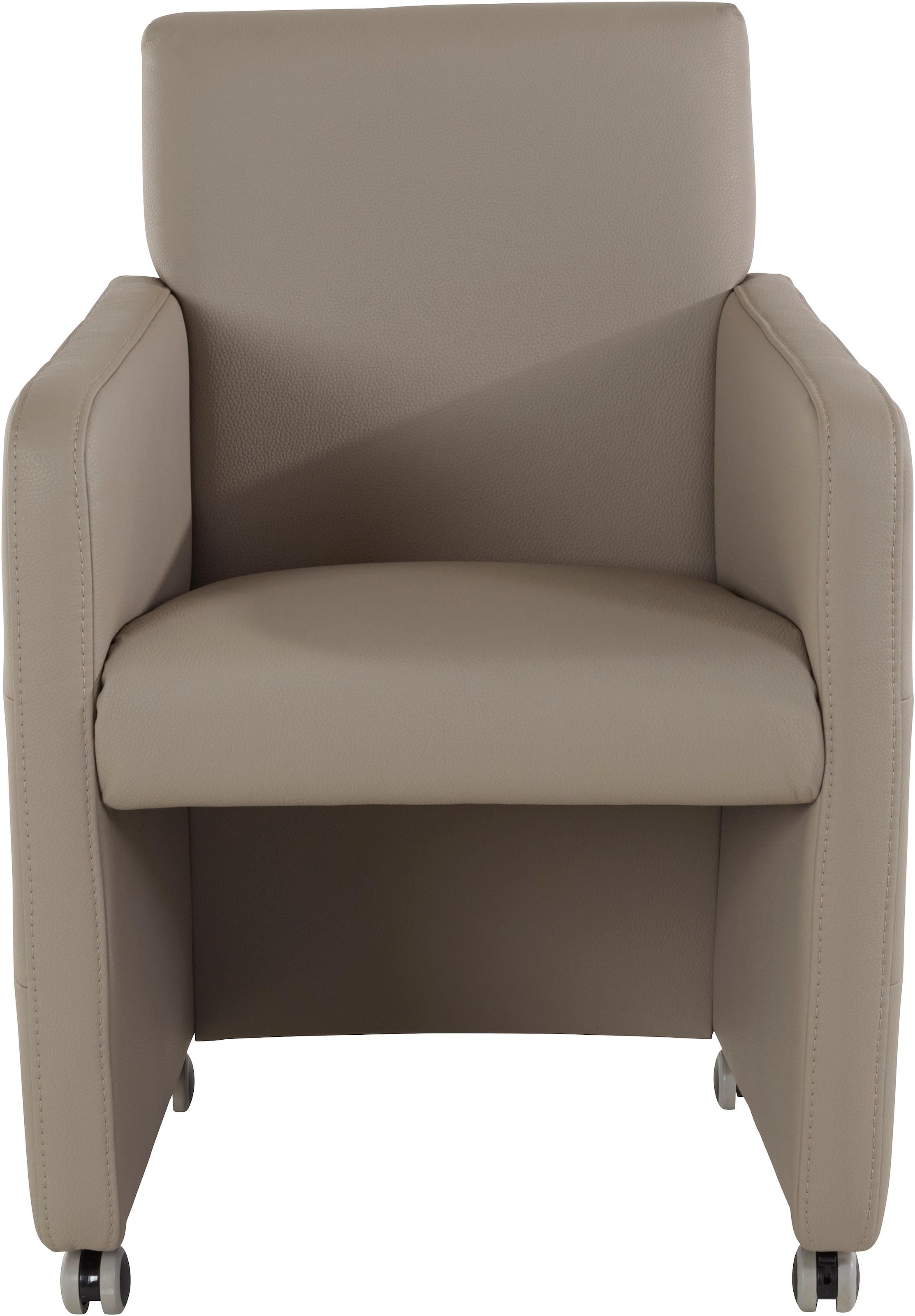 exxpo - sofa fashion Sessel »Barista Clubsessel auf Rollen, schmale Armlehnen, aktuelles Design«, bequem und komfortabel, Breite 61 cm
