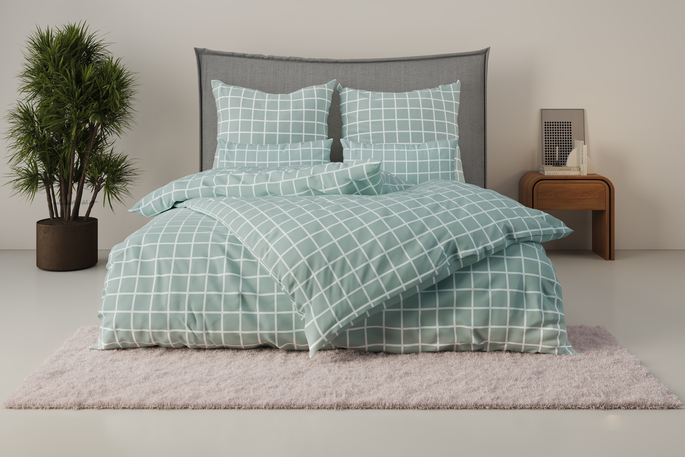 OTTO home Bettwäsche »Eemil« 2 Stk. tlg. karierte Bettwäsche, 100% Baumwolle, ab Gr. 135x200 cm
