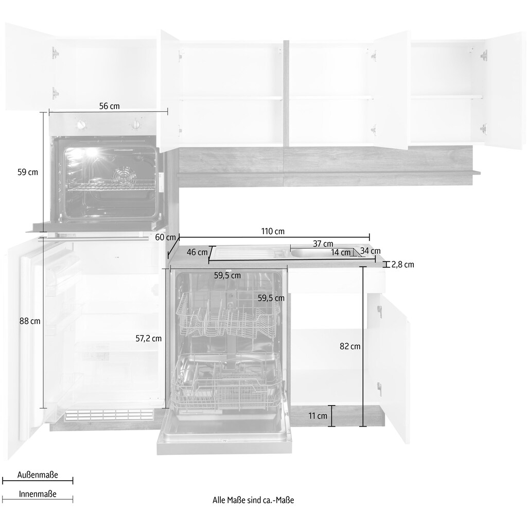 Kochstation Küche »KS-Virginia«, Stellbreite 230/190 cm, wahlweise mit Induktion