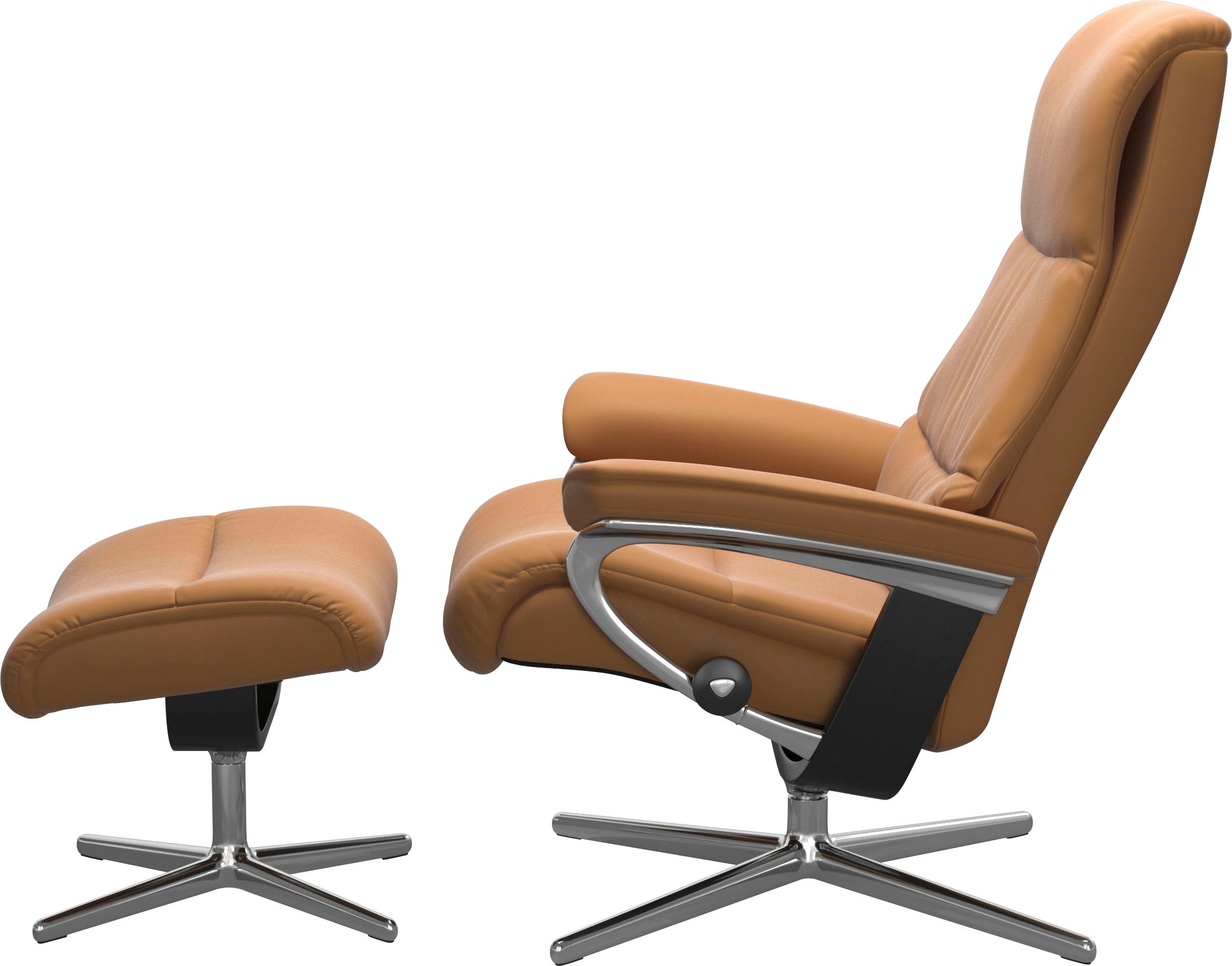 Stressless® Relaxsessel »View«, (Set, Relaxsessel mit Hocker), mit Hocker, mit Cross Base, Größe S, M & L, Holzakzent Schwarz