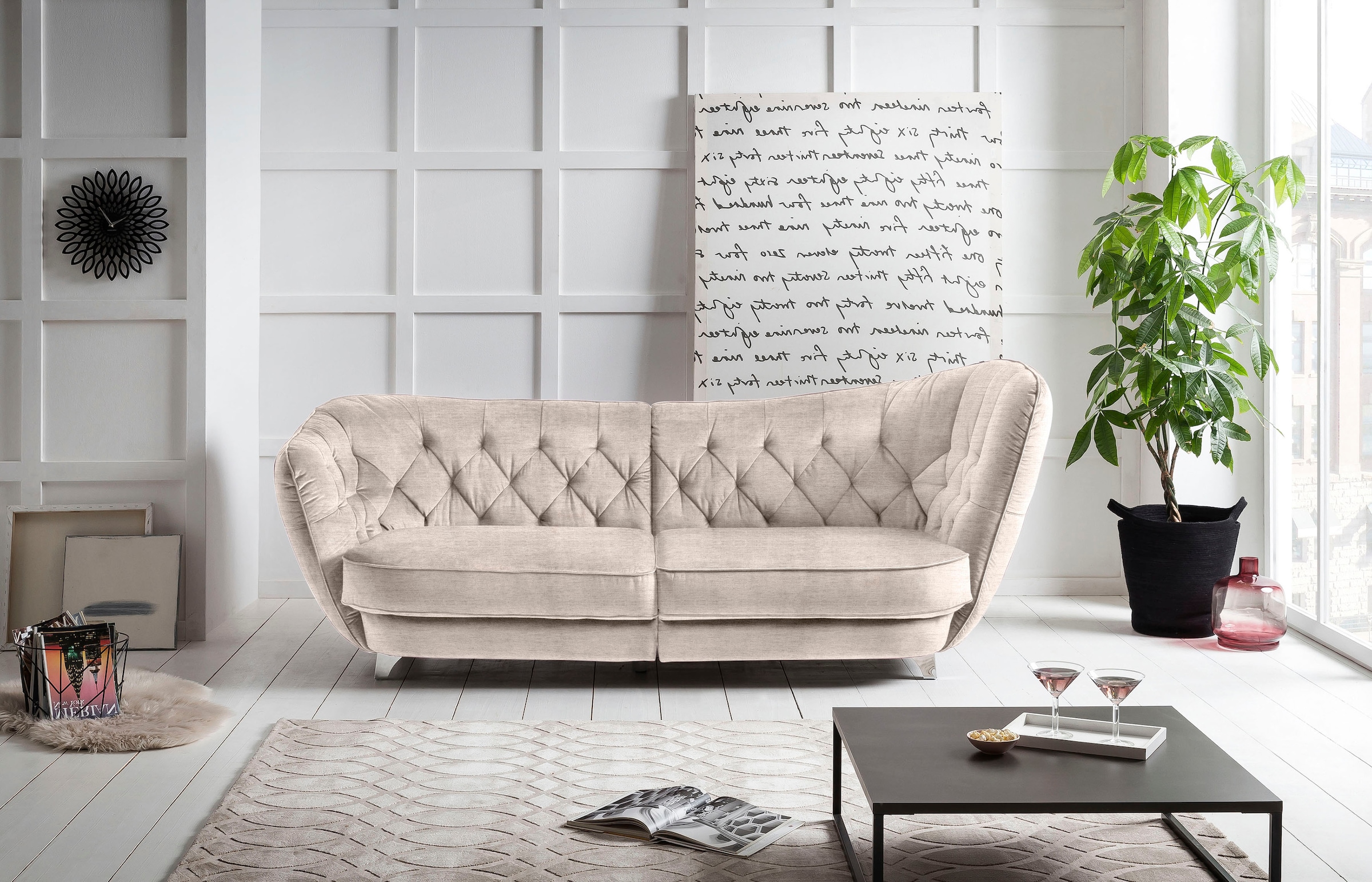 Leonique Big-Sofa »Retro«, stylischer Hochlehner günstig online kaufen