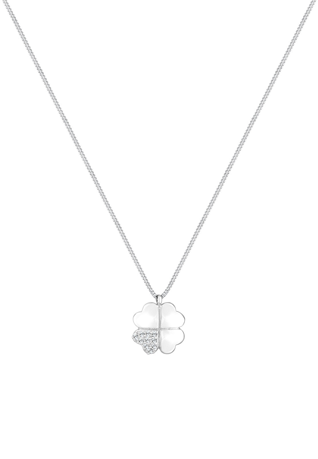 Elli Collierkettchen »Kleeblatt Glas Kristalle Weiß 925 Sterling Silber«