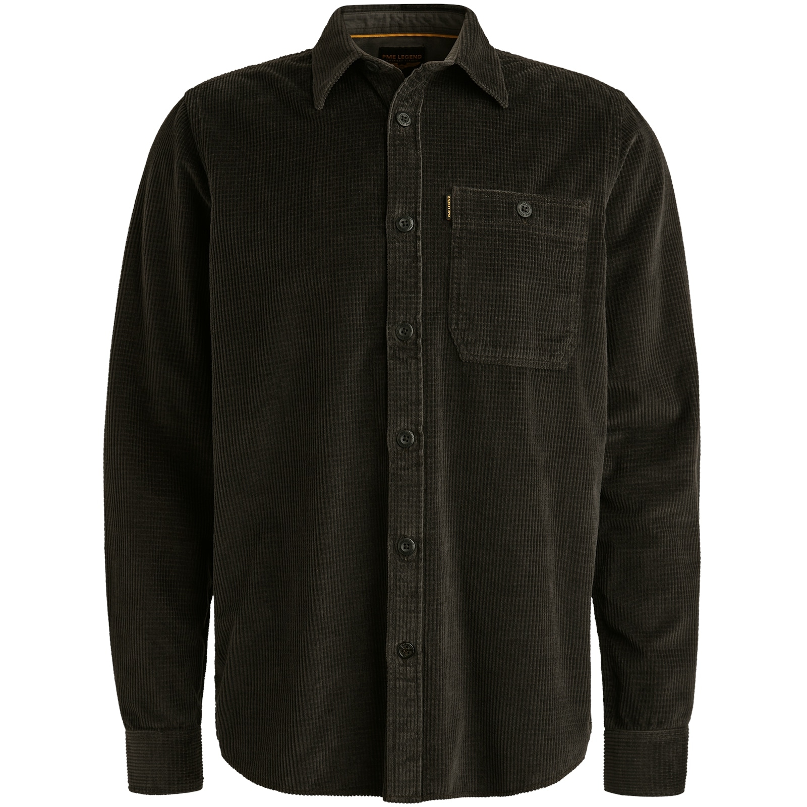 PME LEGEND Langarmhemd aus softem Cord, mit Knopfleiste