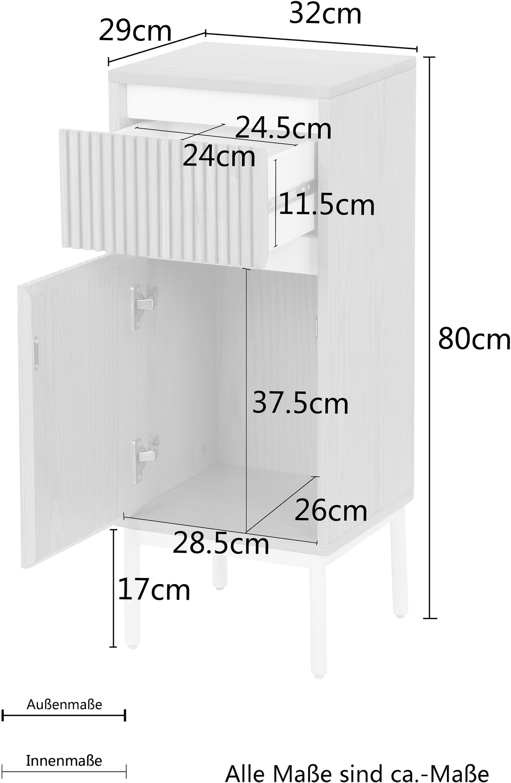 welltime Unterschrank »Falun«, Badmöbel, Badezimmerschrank mit Rille, Breite 35 cm