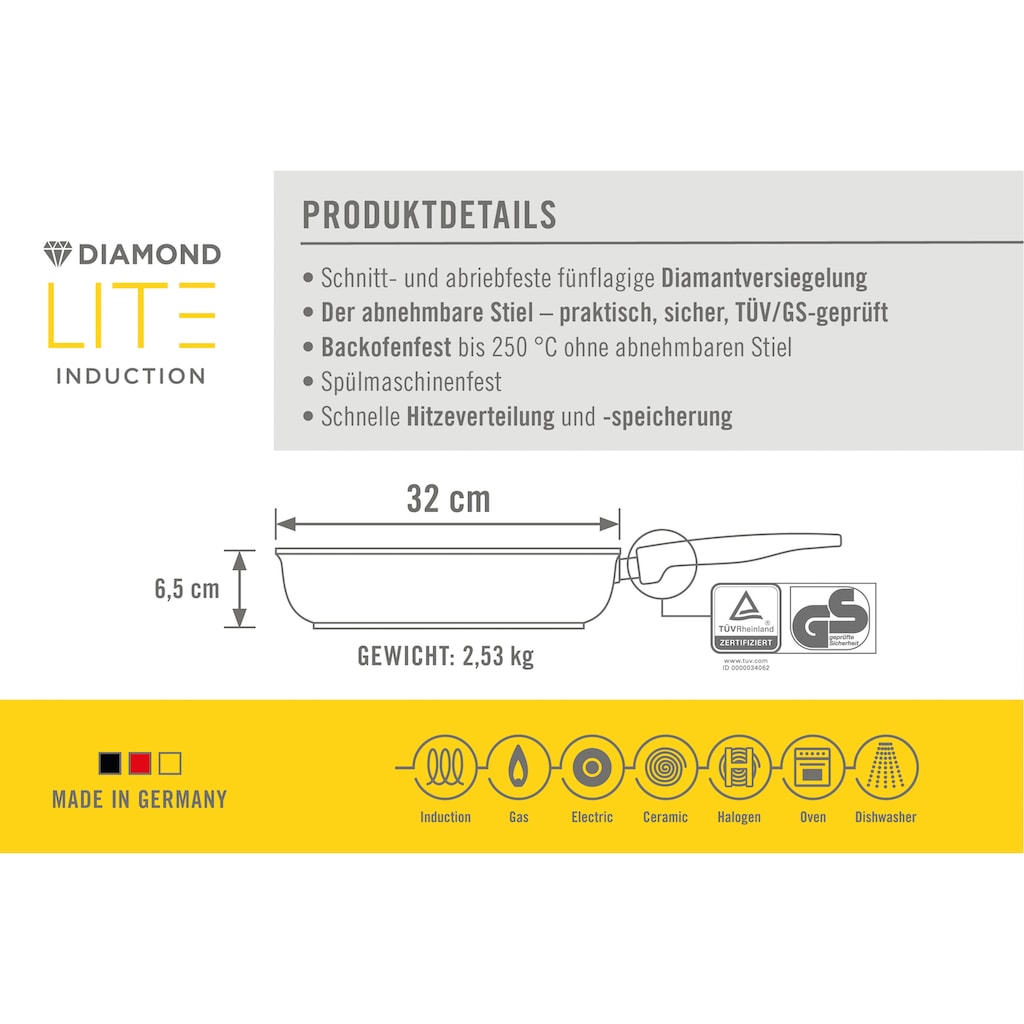 WOLL Servierpfanne »DiamondLite«, Aluminiumguss, (1 tlg.)