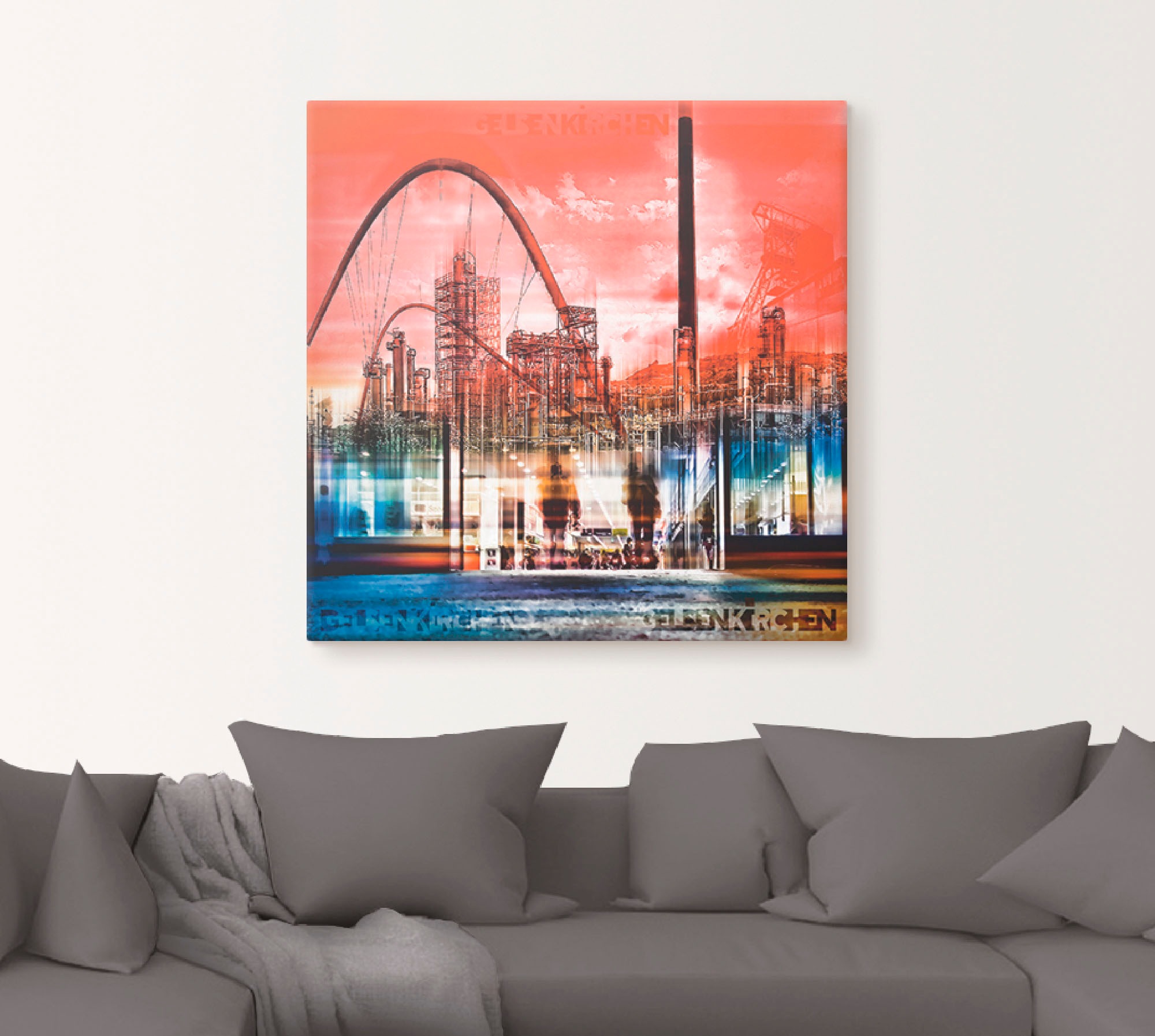 Artland Leinwandbild »Gelsenkirchen Skyline Collage 01«, Deutschland, (1 St.), auf Keilrahmen gespannt