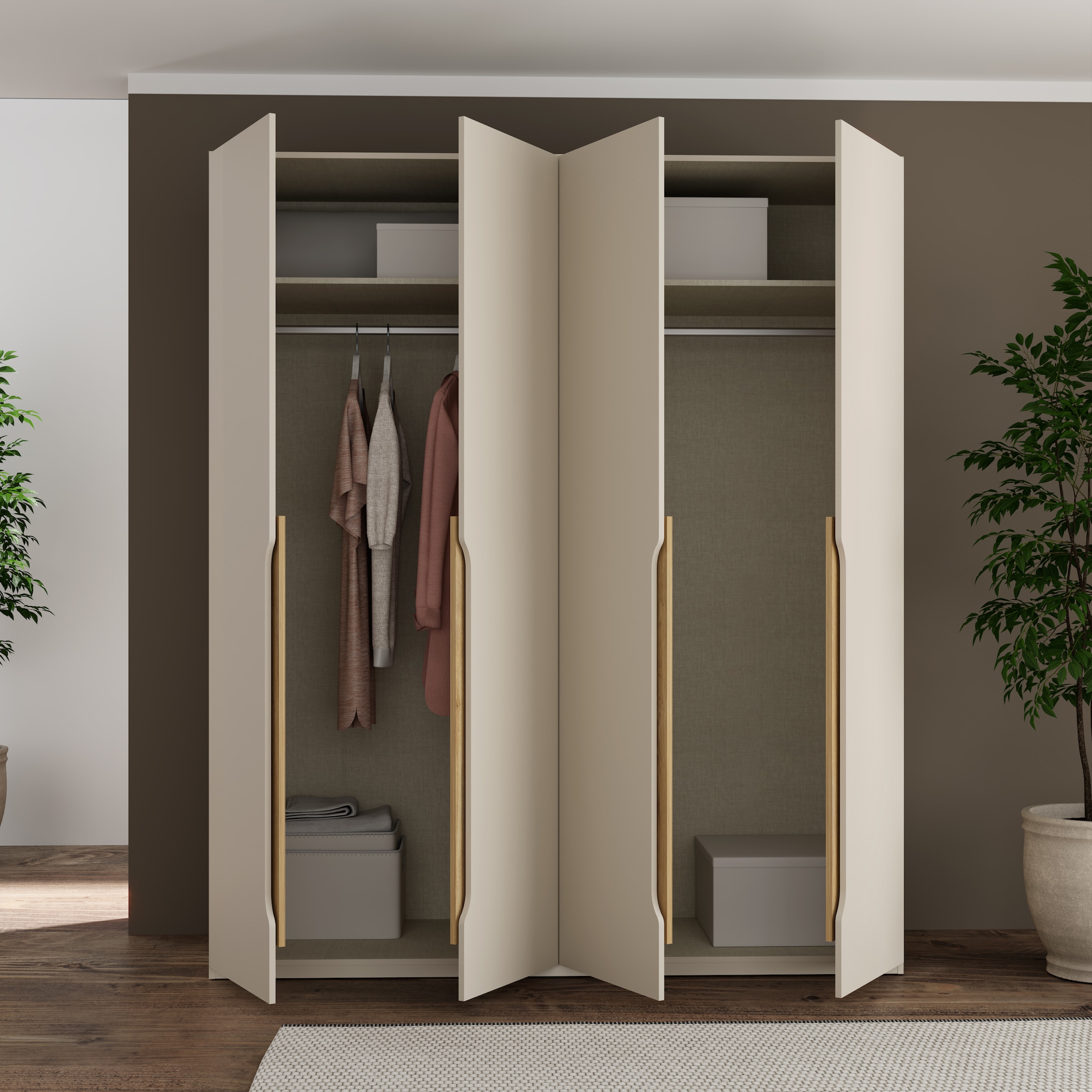 FORTE Drehtürenschrank, Höhe 2,10 mtr., stehende Montage, Grifflos