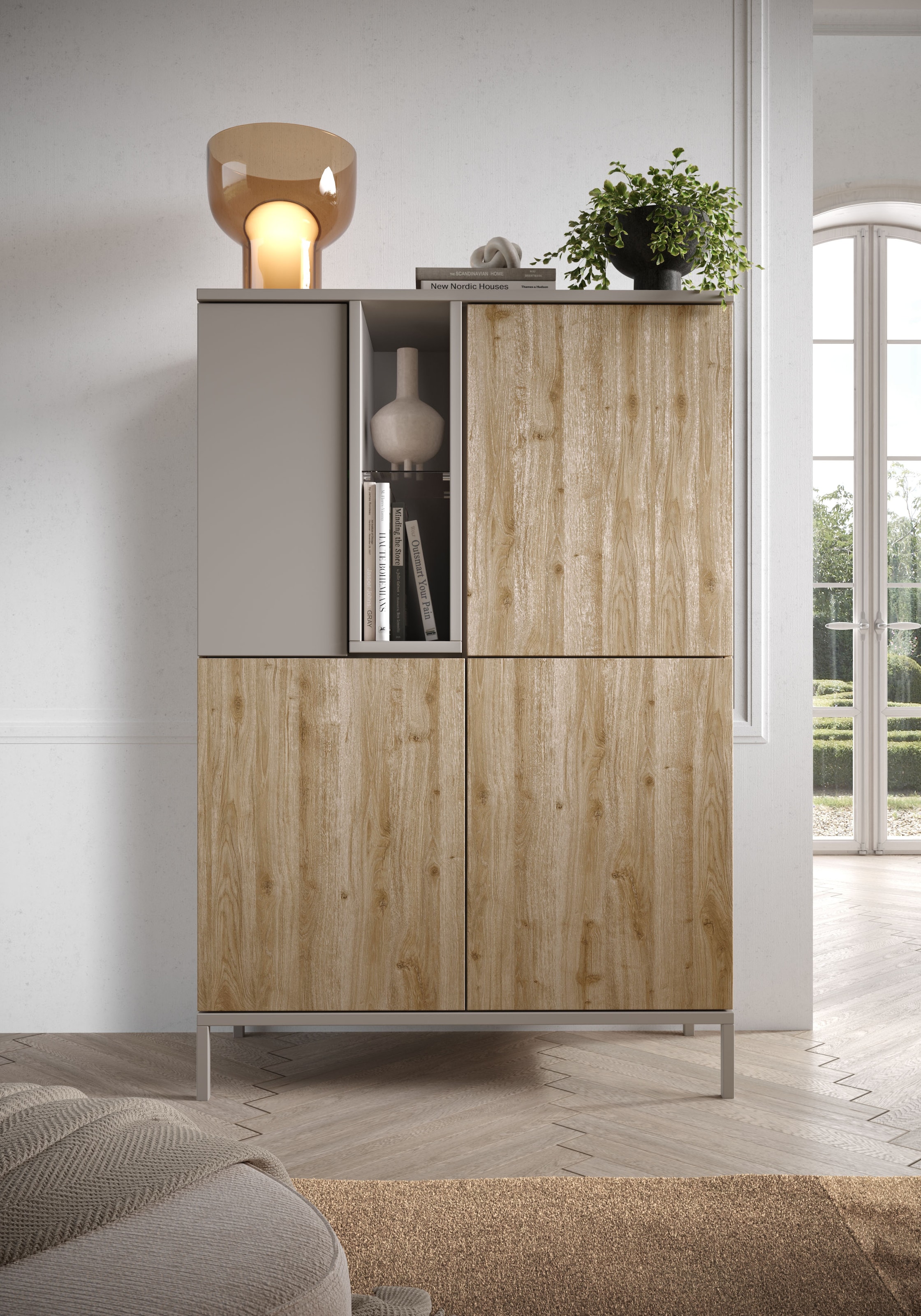 Highboard »Gent Höhe 150 cm, Kommode mit 4 Türen u. 2 offenen Fächern«, Sideboard,...