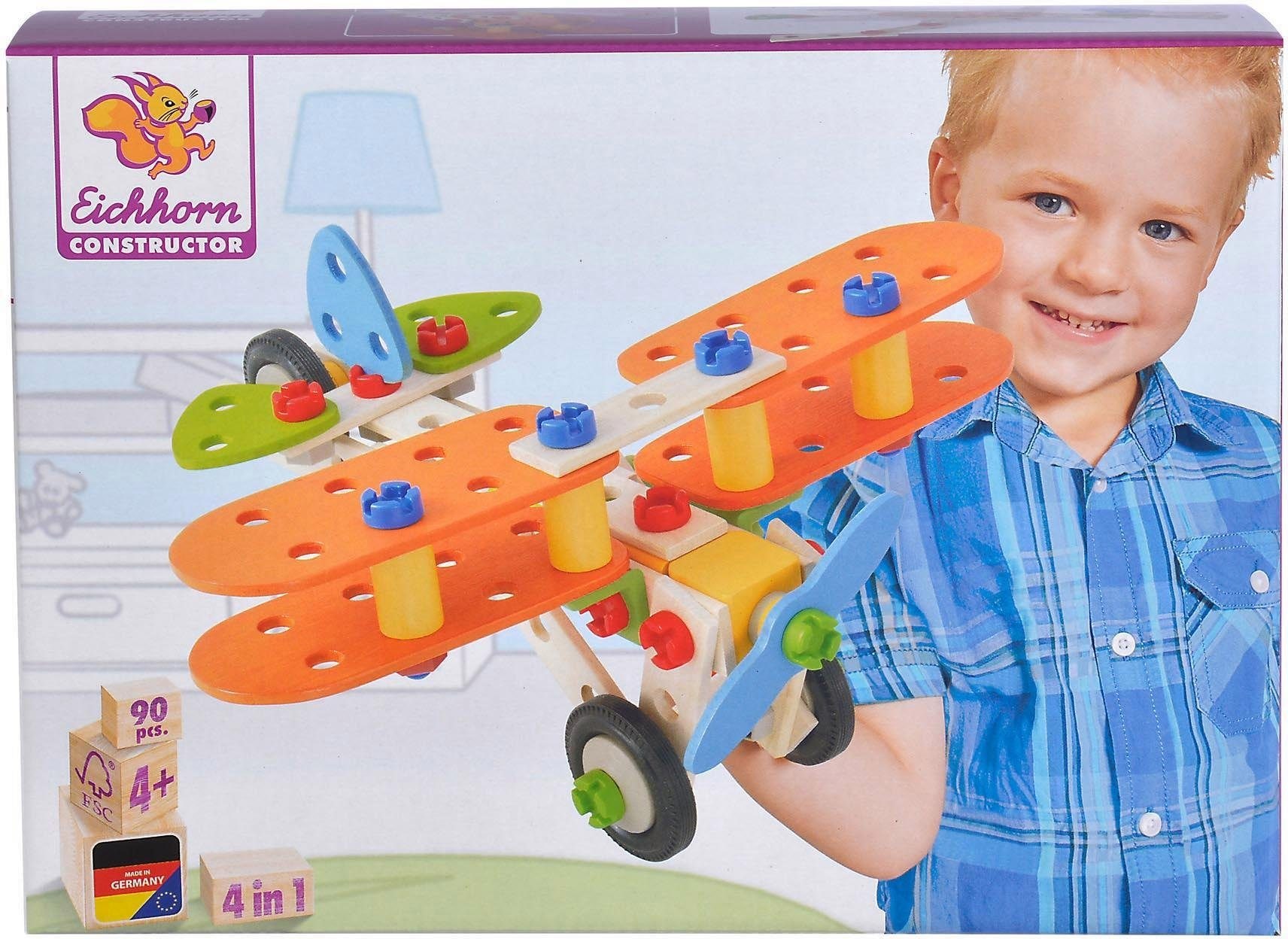 Eichhorn Konstruktionsspielsteine »Constructor Flugzeug«, (90 St.), Made in Germany, FSC®- schützt Wald - weltweit