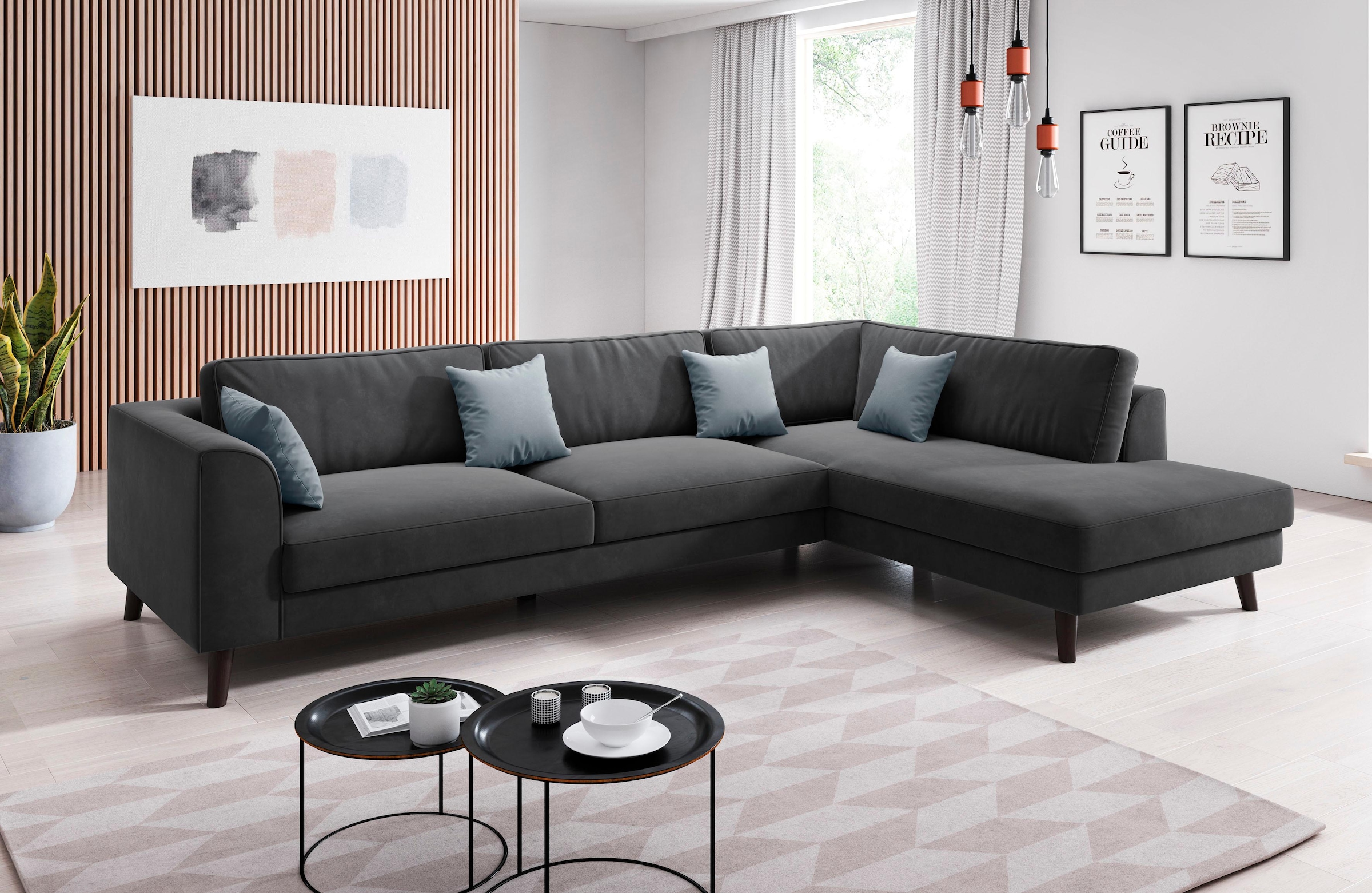 Home affaire Ecksofa »Laurentia, L-Form« mit 4 Zierkissen, Ottomane links o günstig online kaufen