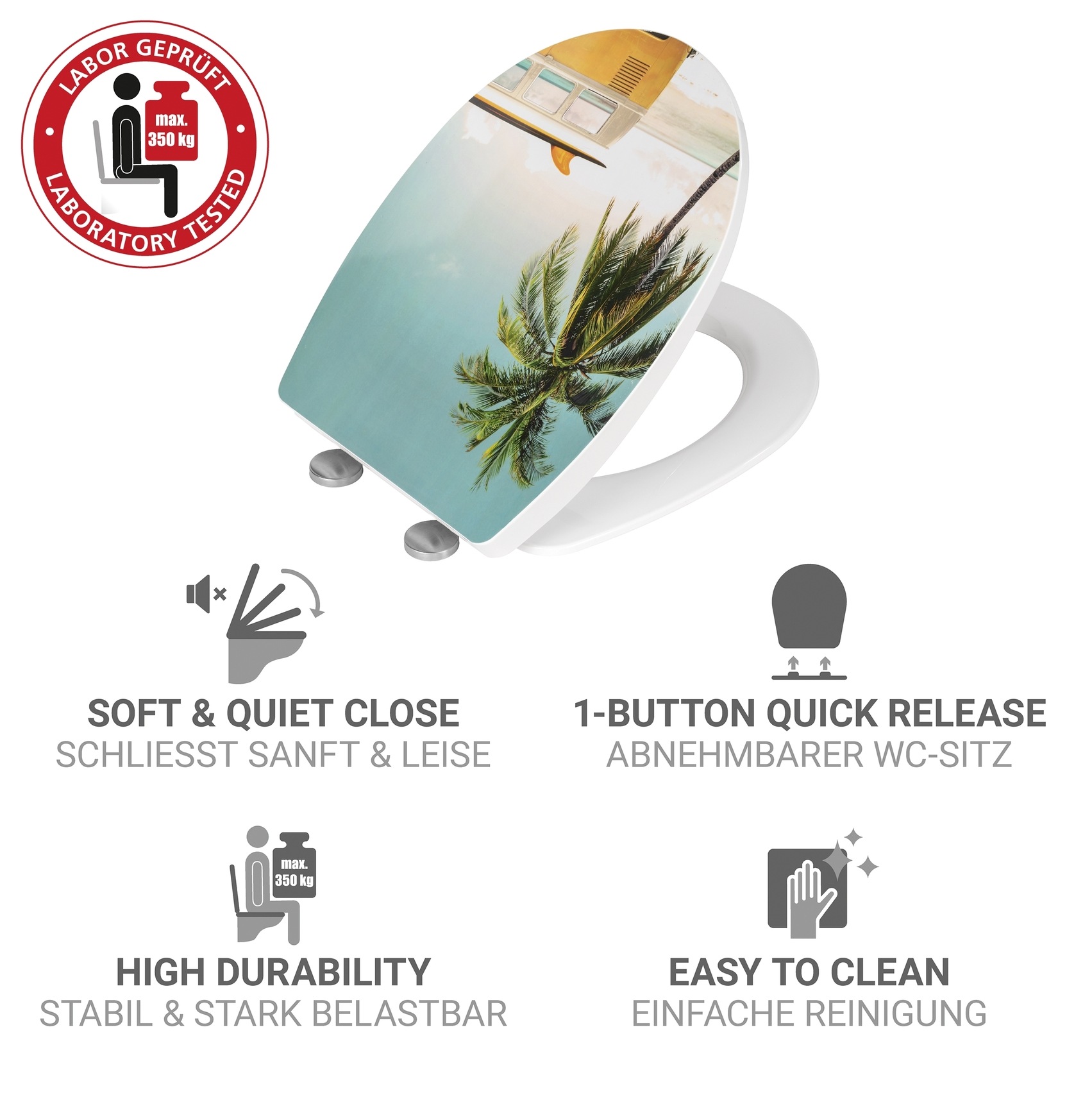 WENKO WC-Sitz »Corbara« hochglänzender Toilettensitz, belastbar bis 350 kg, Absenkautomatik