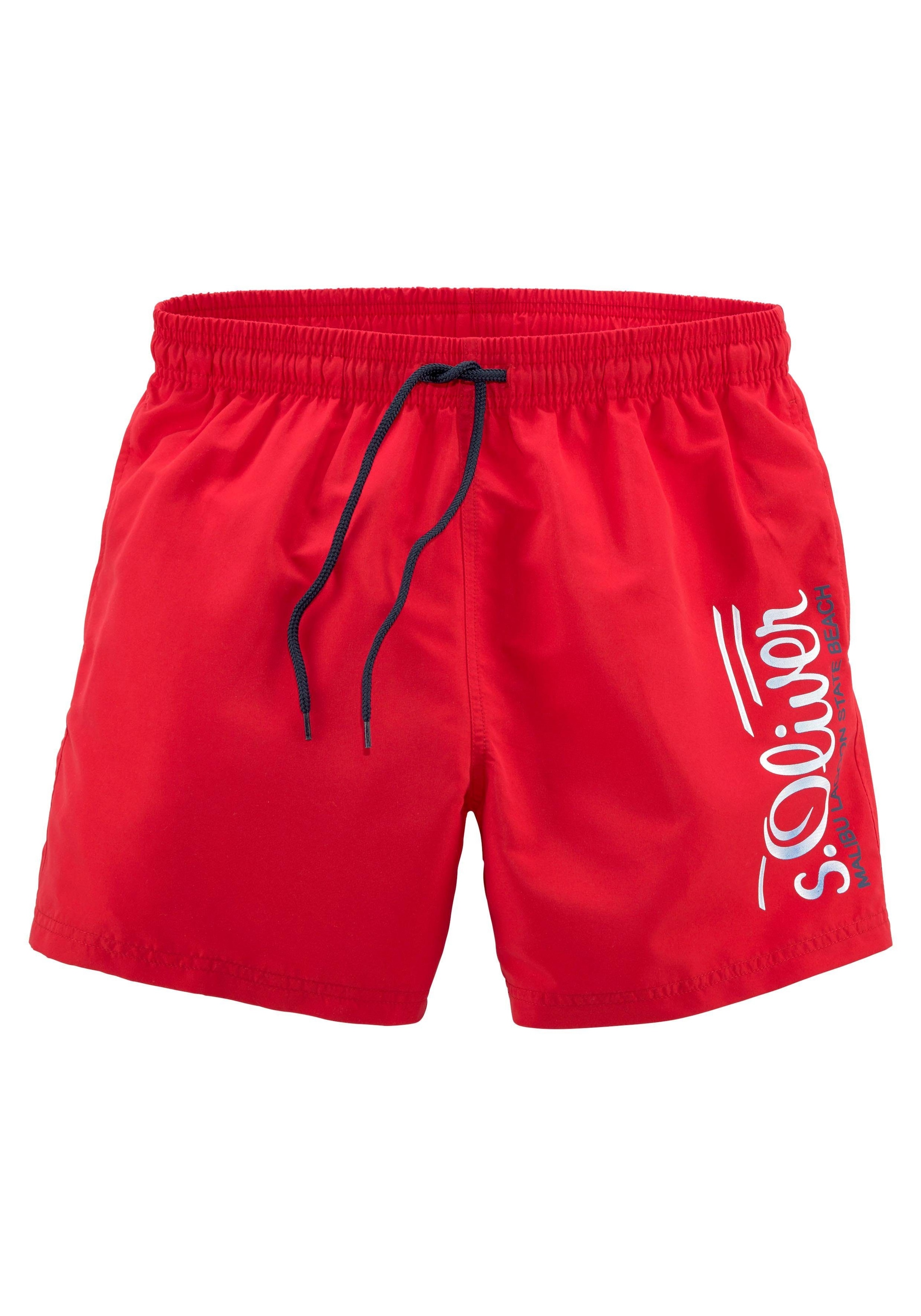 s.Oliver Badeshorts, mit Logodruck und kontrastfarbenen Details