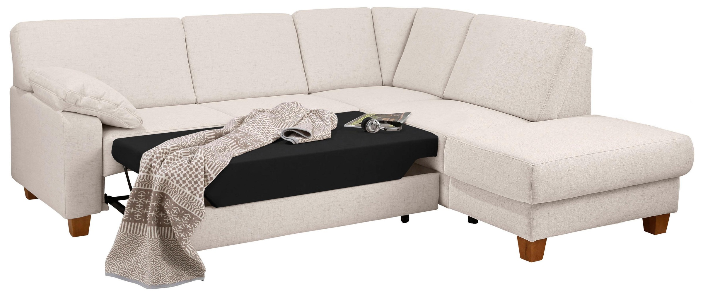 Home affaire Ecksofa »Belfort L-Form«, mit Federkern, wahlweise mit Bettfunktion und Stauraum