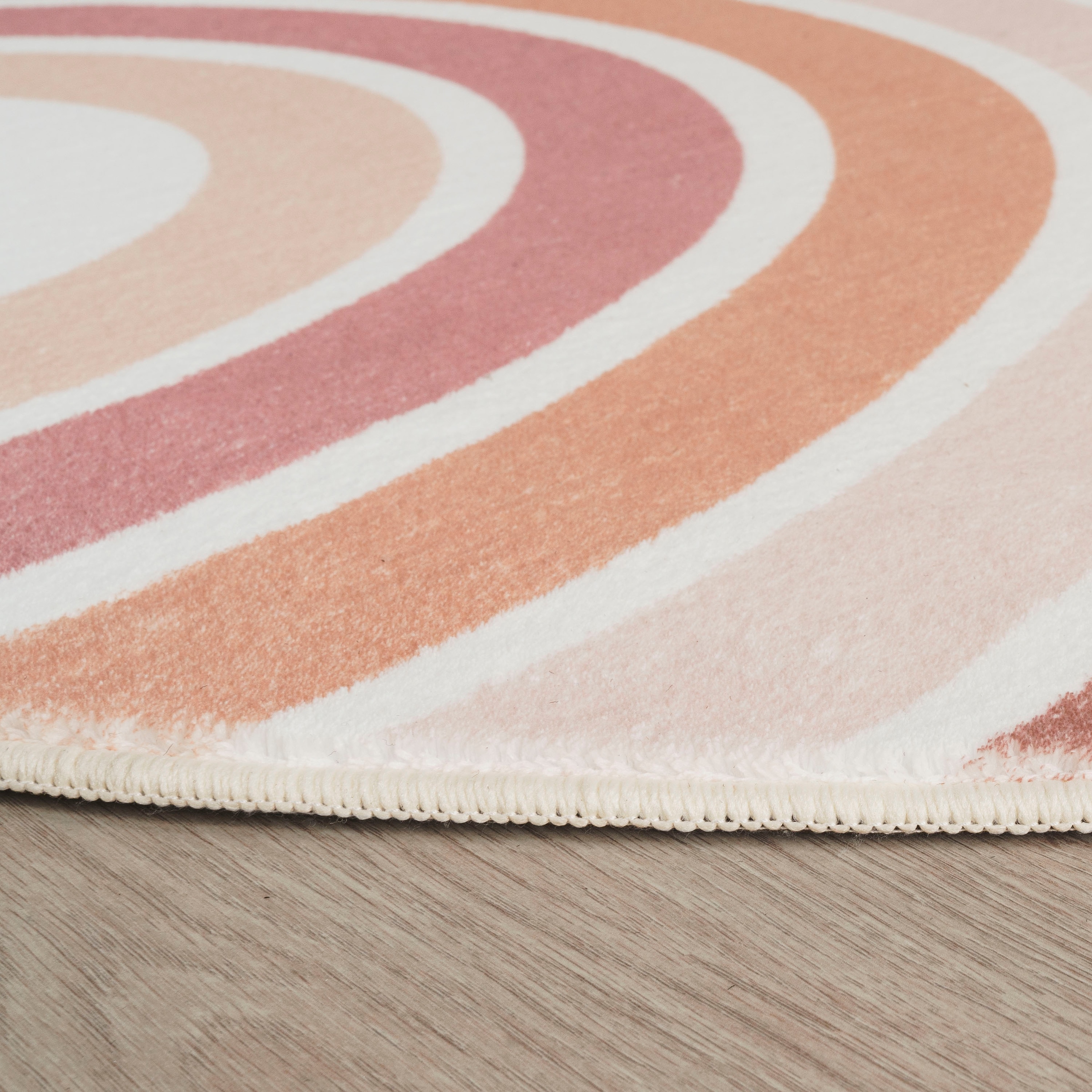 Paco Home Kinderteppich »Niloya 361«, rund, 12 mm Höhe, Spielteppich, Kurzflor, bedruckt, Motiv Regenbogen, waschbar