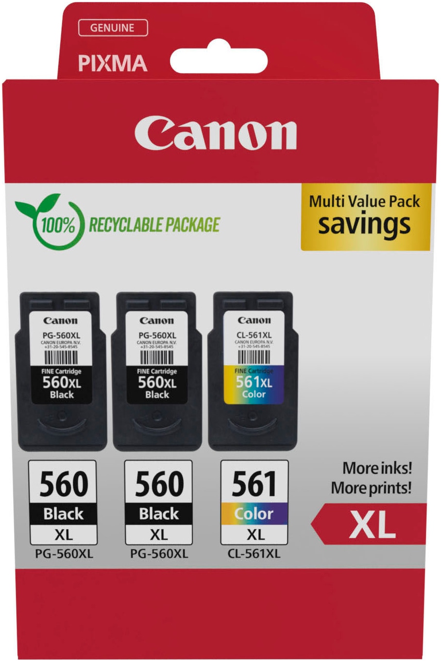 Canon Tintenpatrone »PG-560XL x2/CL-561XL Triple Pack«, (Packung, 3 St.)