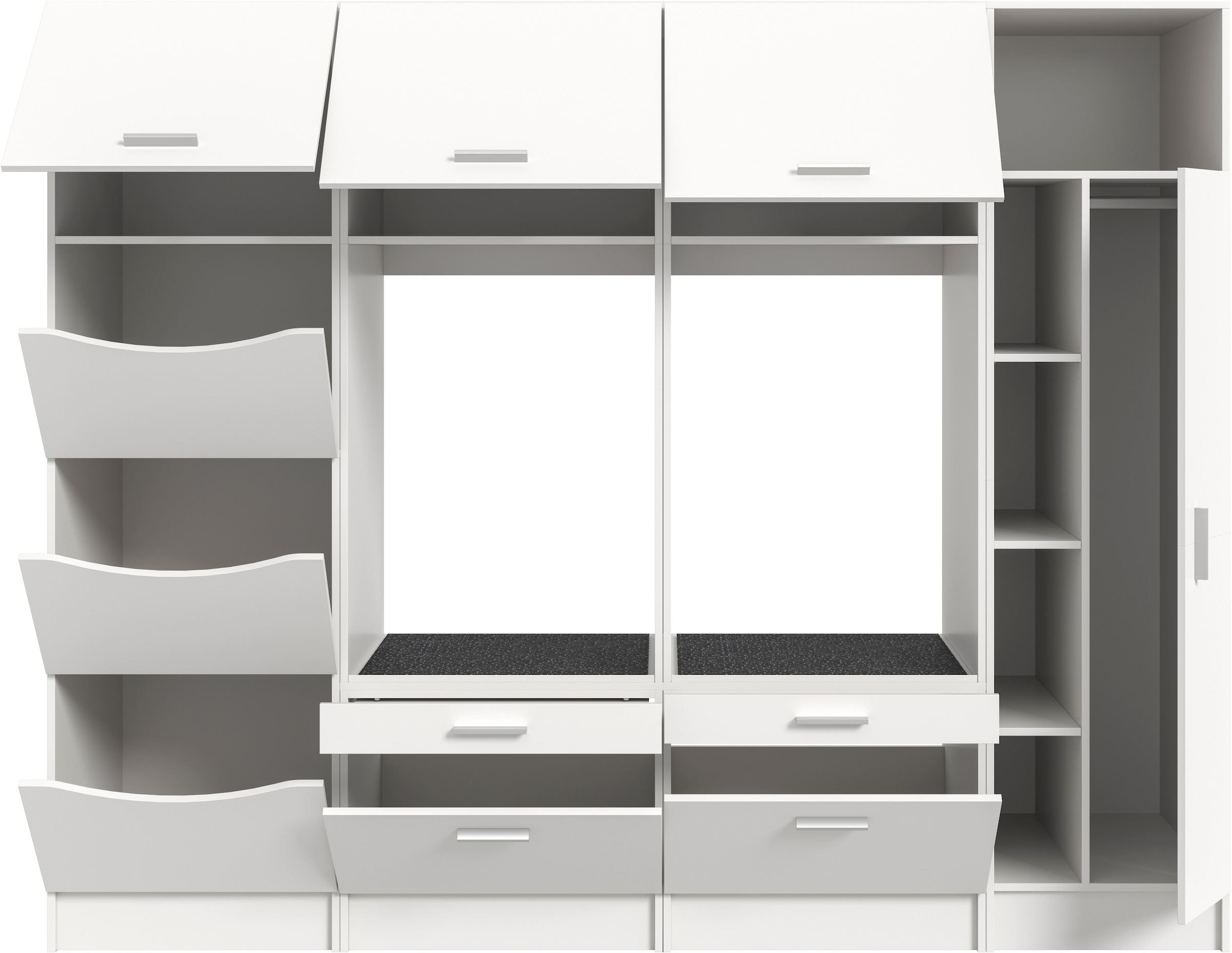welltime Badmöbel-Set »FALAS, TOPSELLER!, 4-teilig, Hauswirtschaftsraum Set, Breite 292 cm«, (Set, 4 St., 2x Waschmaschinenumbauschrank, 1x Wäscheschrank & 1x Mehrzweckschrank), Kombination, Waschmaschinenumbau, Waschmaschinenschrank, Wäschekammer