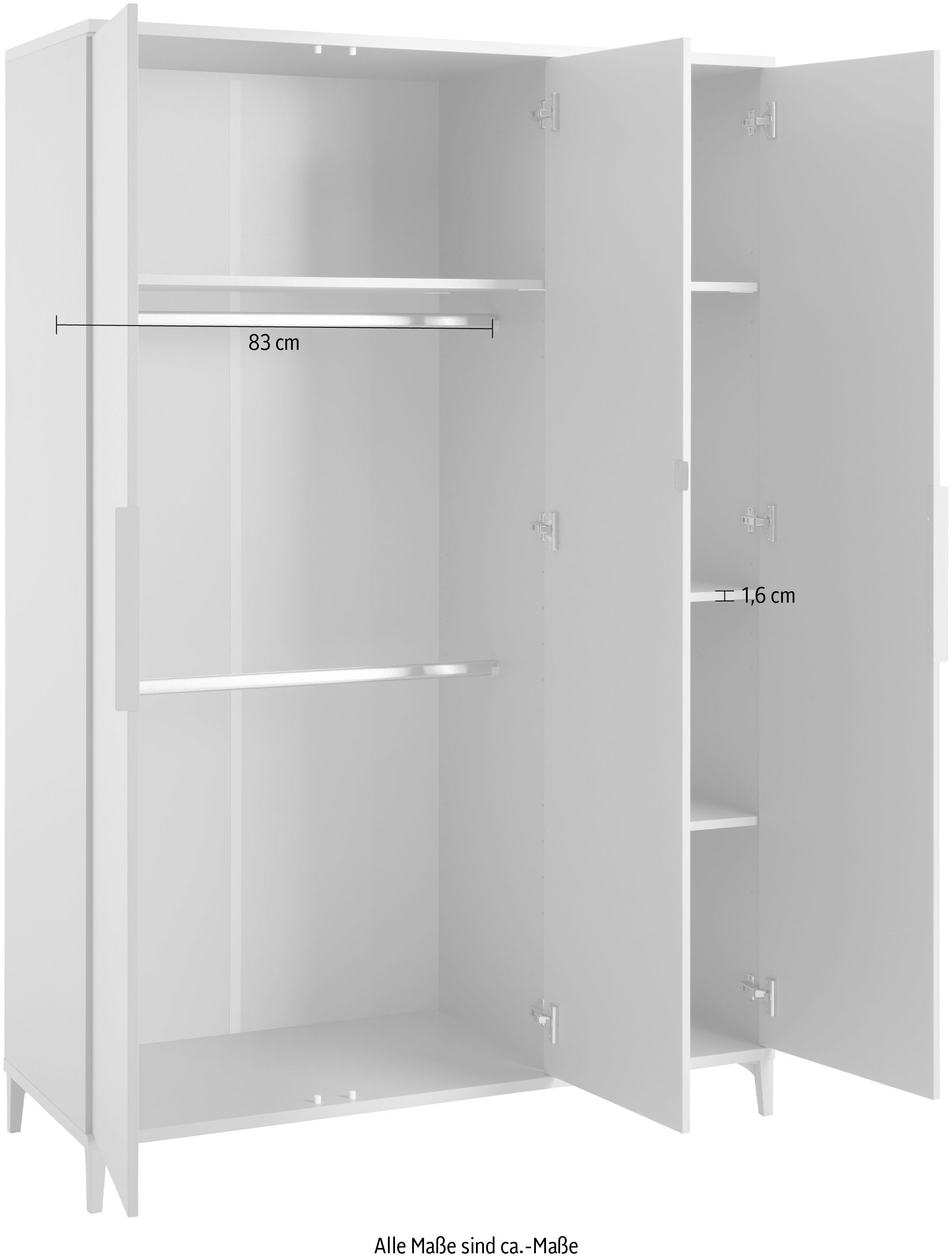 YUNY by PAIDI Kleiderschrank »BROTHER STU inkl. Kleiderstangen und Einlegeböden«, (B/H/T ca. 130x195x52cm, Taupe), zertifizierte Qualität, Soft-Close