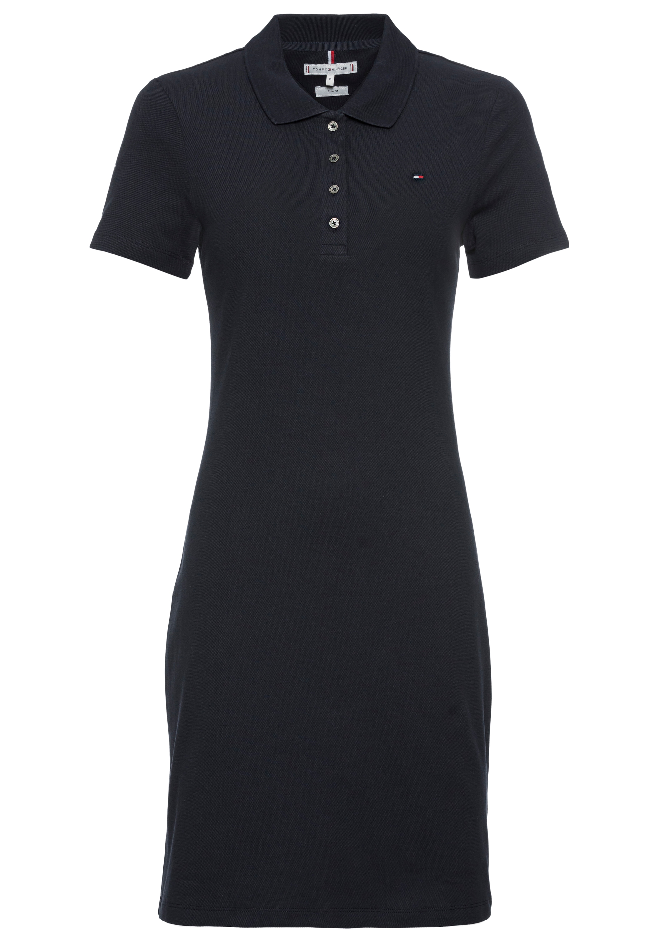 Tommy Hilfiger Polokleid »1985 SLIM PIQUE POLO DRESS SS«, Mit Knopfleiste und Logo Stickerei