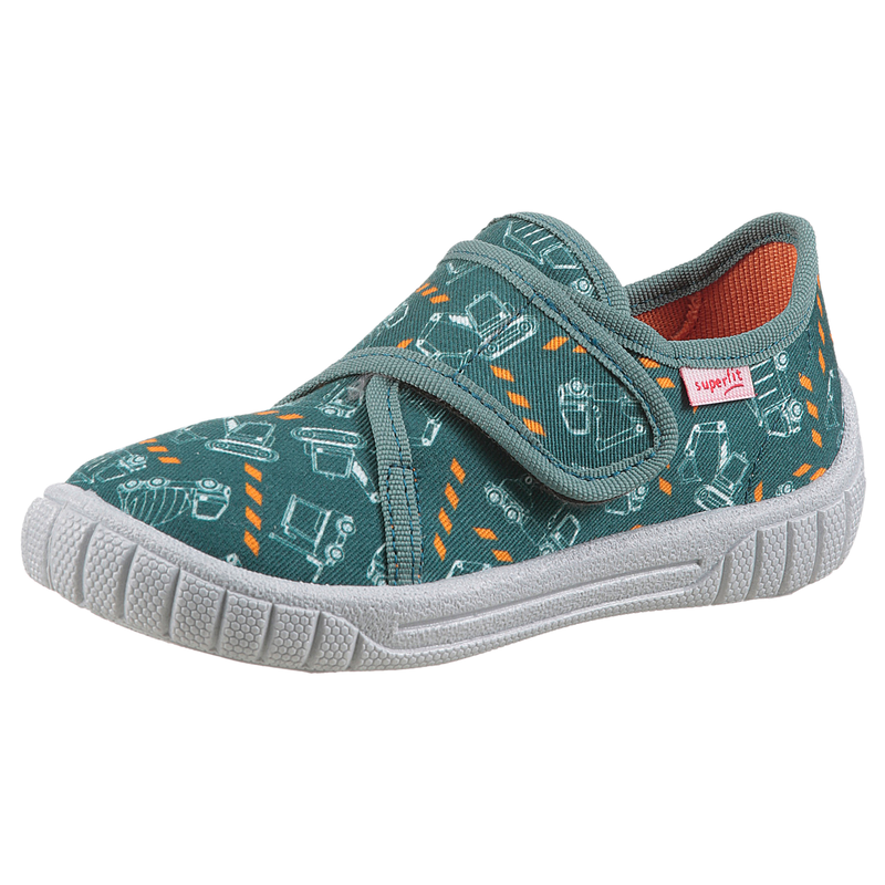 SUPERFIT Hausschuh »BILL WMS: Mittel« Klettschuh mit Klettverschluss, Größenschablone zum Download olivgrün-orange 30 30 Mit allover Motiv