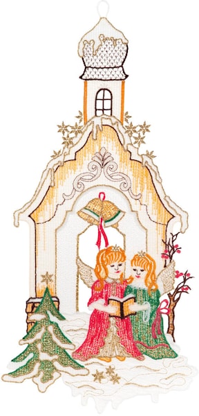 W. Reuter & Sohn - Plauener Spitze Fensterbild "Kapelle mit Engeln" Made in günstig online kaufen