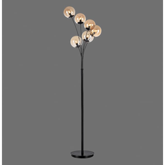 andas Stehlampe »Nymölla«, 6 flammig-flammig, mit großen amberfarbigen  Glaskörpern, schwarz lackiert Oberfläche online bestellen